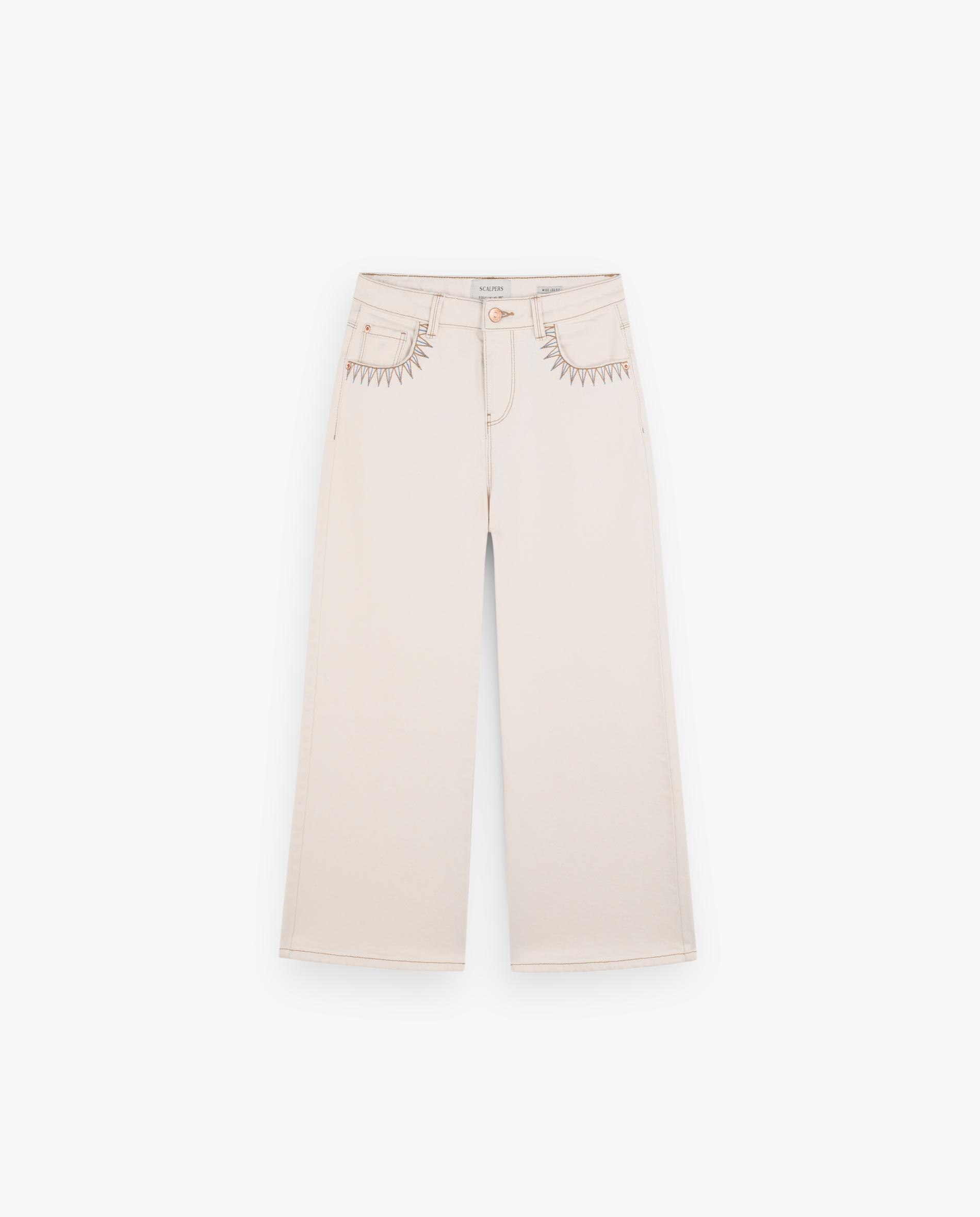 Calças Jeans Infantil Levemente Elásticas com Bordados Scalpers Branco-5
