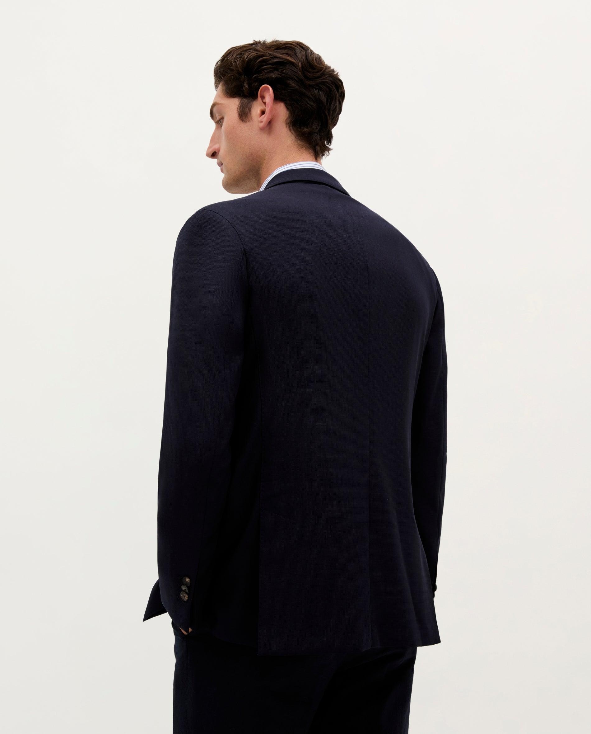 Blazer Slim Fit com Lapelas de Muesca e Casa de Botão Navy-2