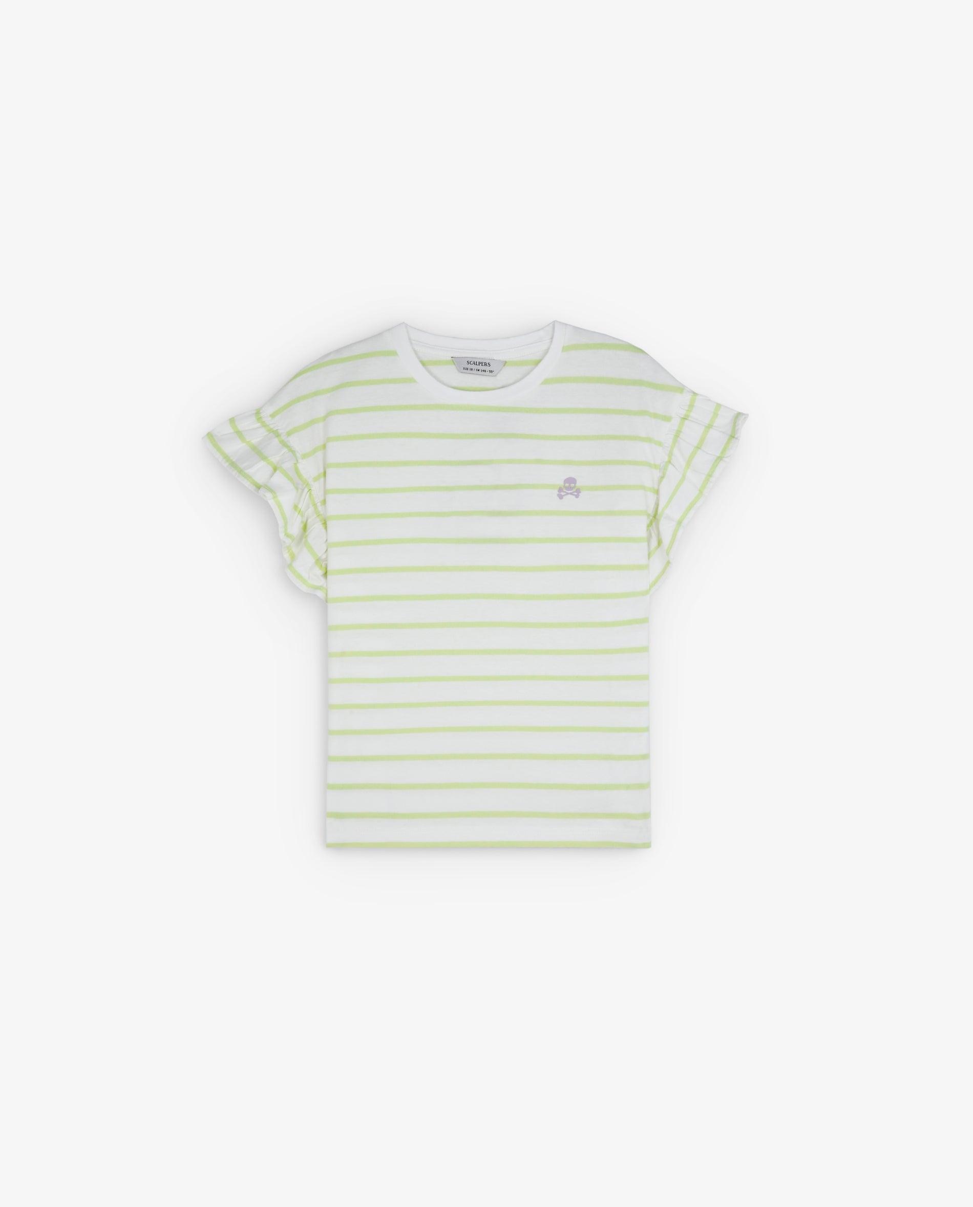 T-shirt Infantil de Algodão com Detalhe de Folhos nas Mangas Scalpers Verde-1
