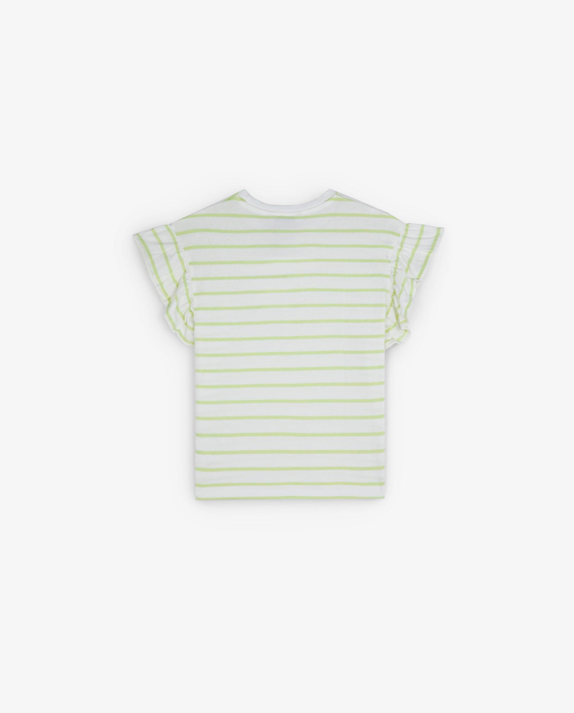 T-shirt Infantil de Algodão com Detalhe de Folhos nas Mangas Scalpers Verde-2