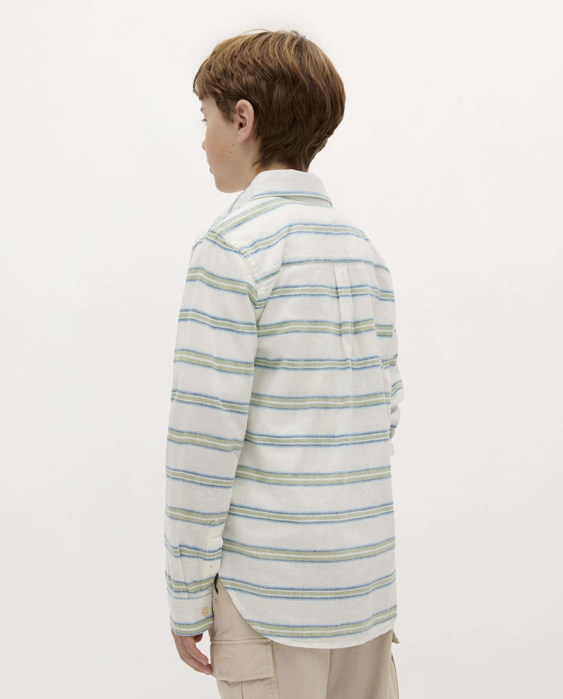 Camisa Infantil às Riscas com Caveira Bordada Scalpers Verde-2