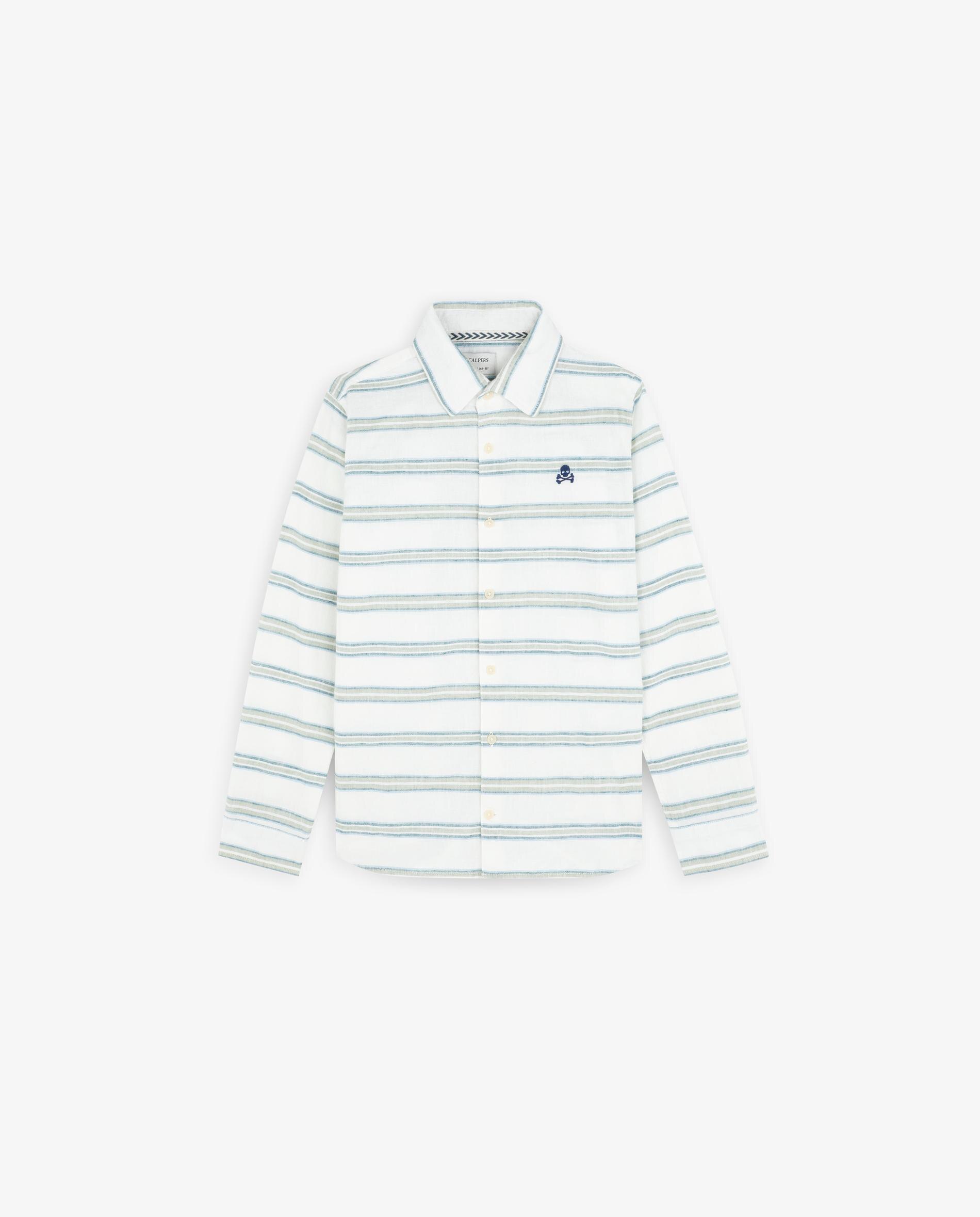 Camisa Infantil às Riscas com Caveira Bordada Scalpers Verde-4