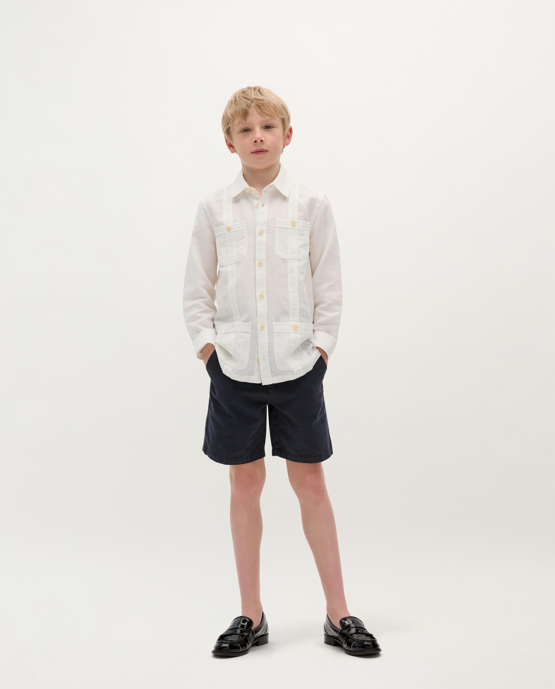 Bermudas Infantil de Algodão com Fecho Zip e Botão Scalpers Azul-marinho-1