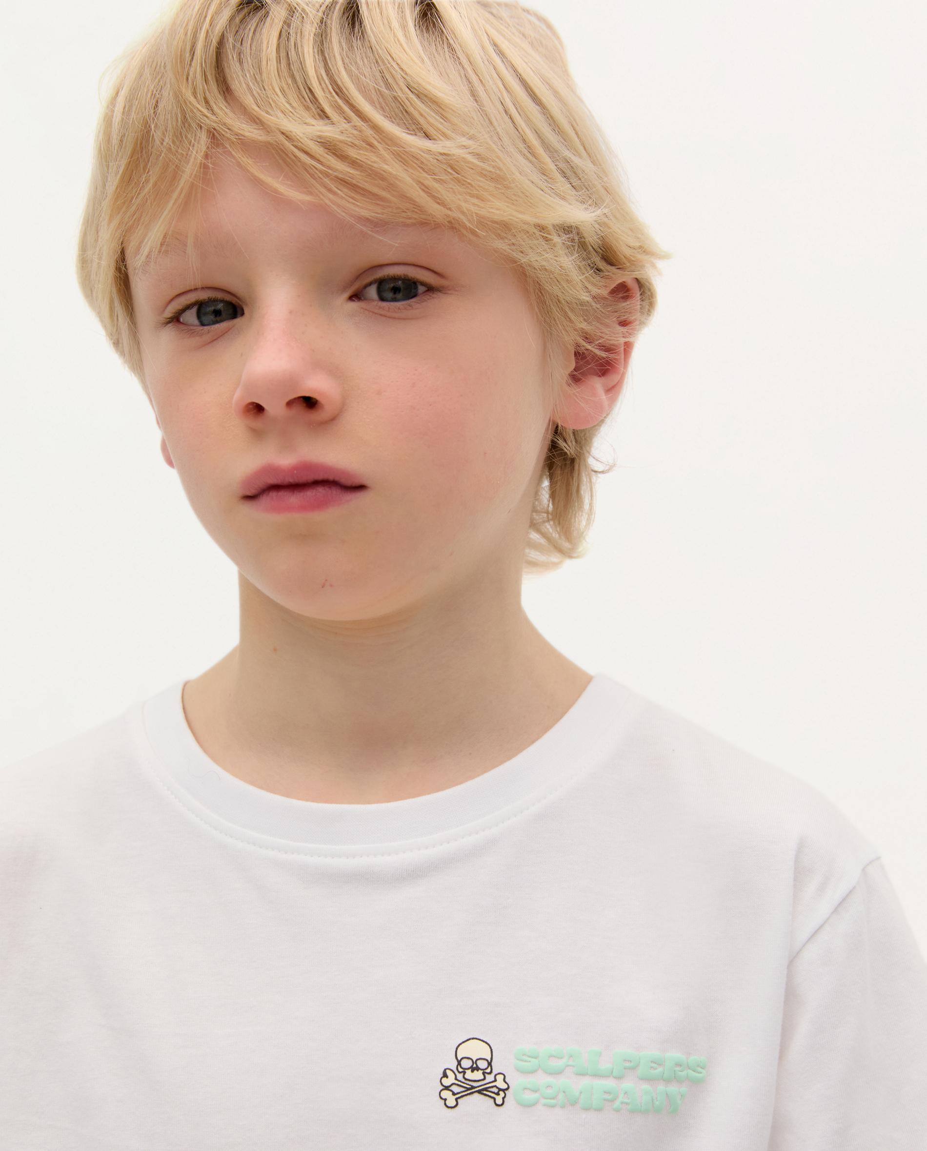 T-shirt Infantil em Algodão de Manga Curta Branco-3