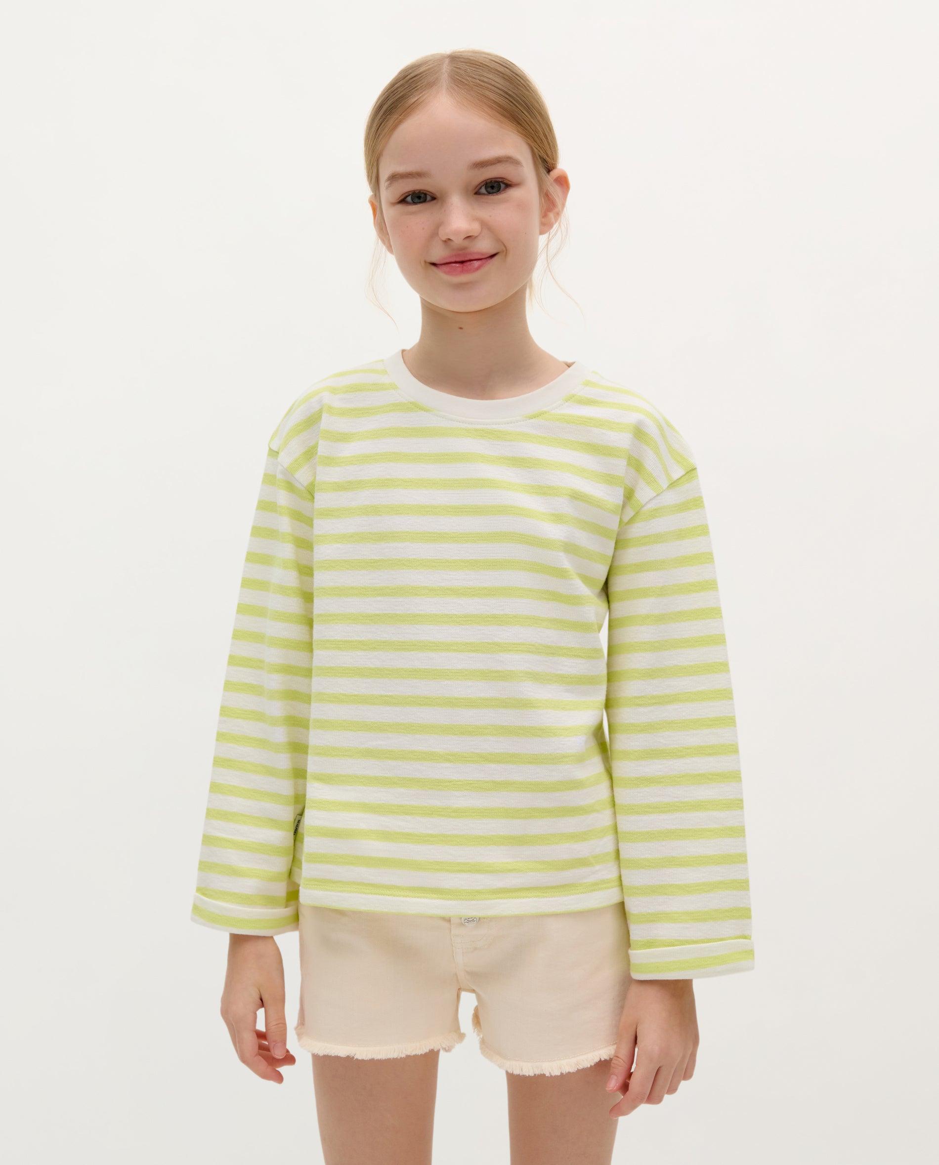 T-shirt Infantil de Algodão às Riscas Scalpers Amarelo-1
