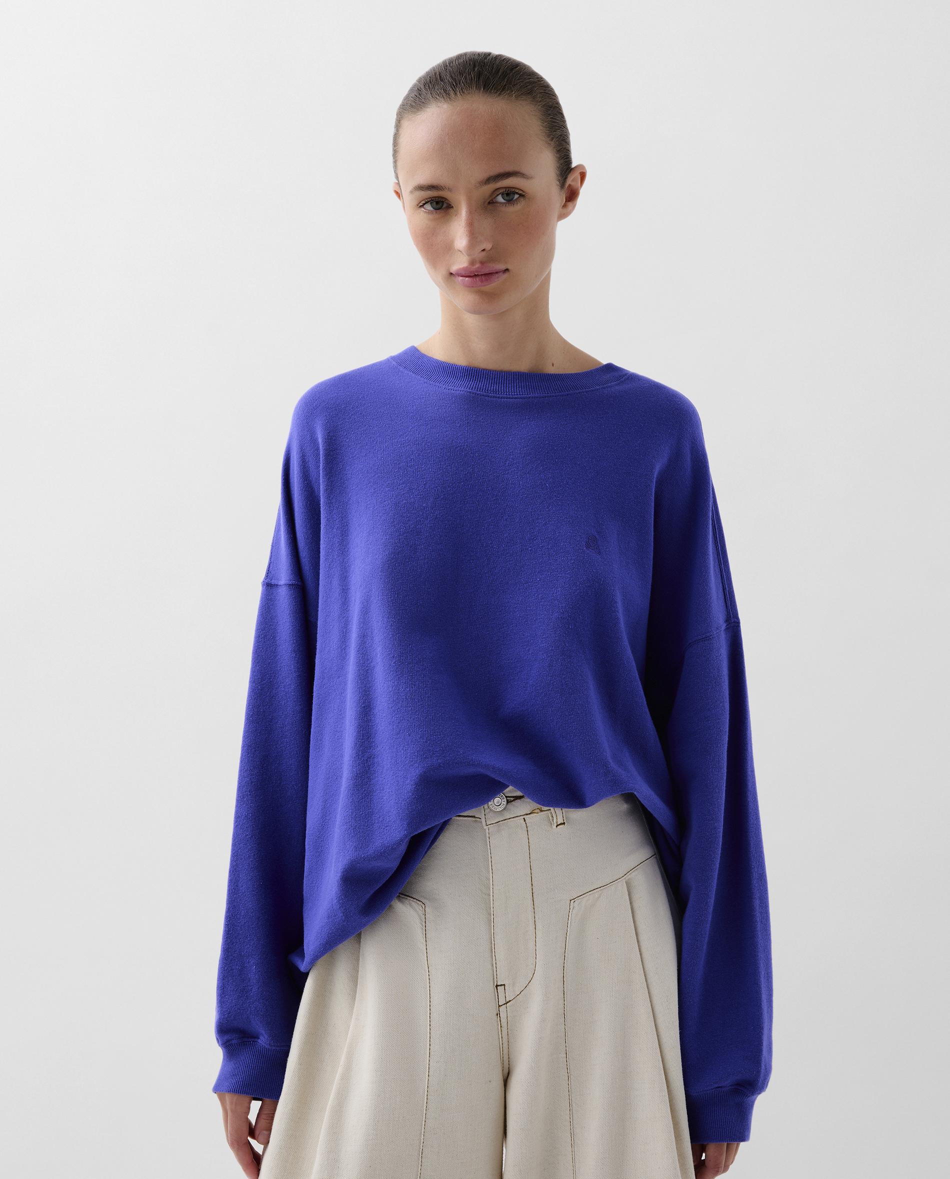 Sweatshirt Oversize com Caveira Bordada Roxo-1