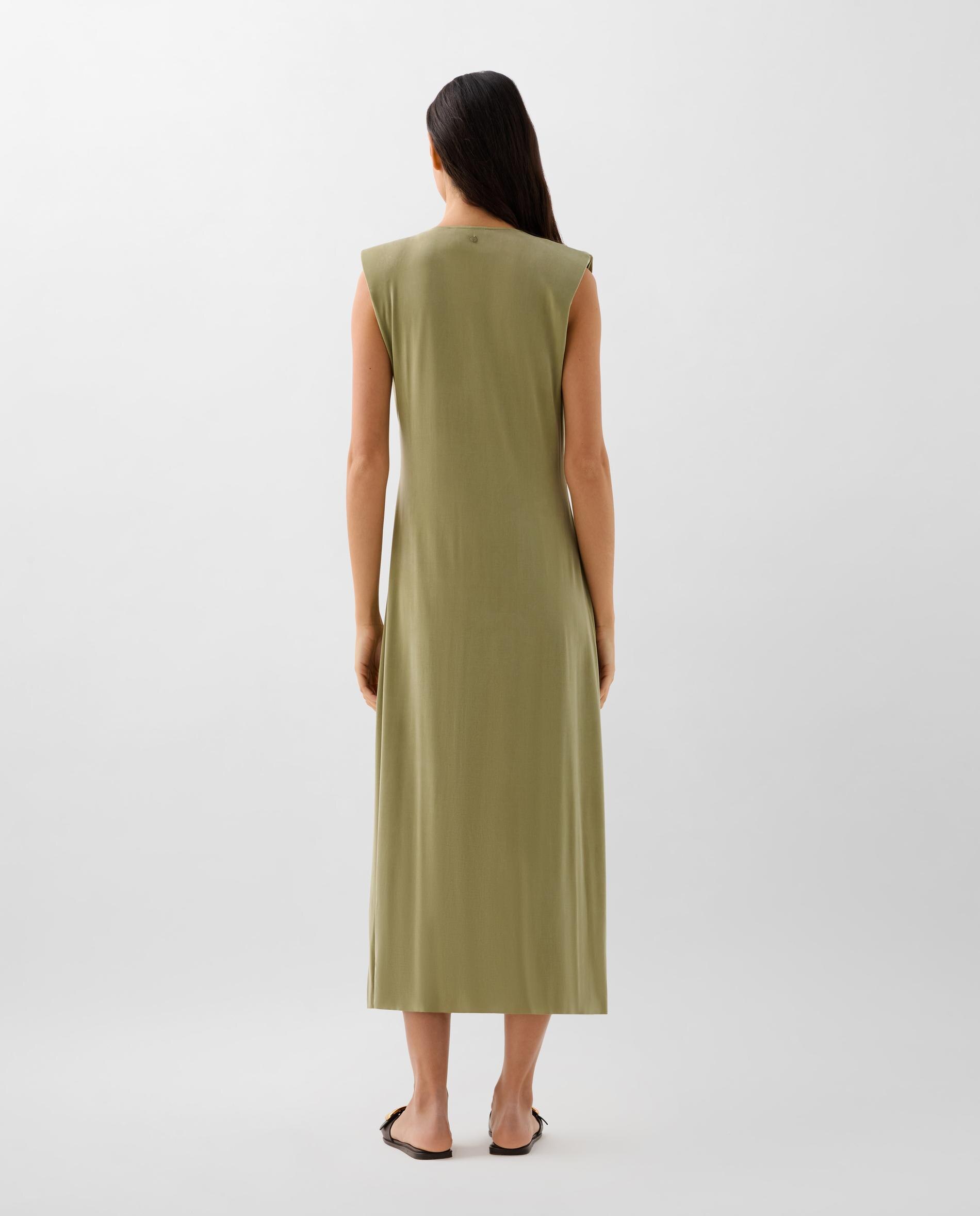 Vestido Midi com Franzido Lateral Caqui-2
