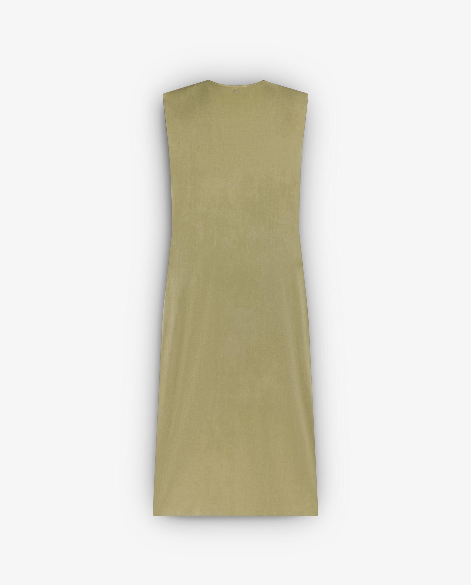 Vestido Midi com Franzido Lateral Caqui-5