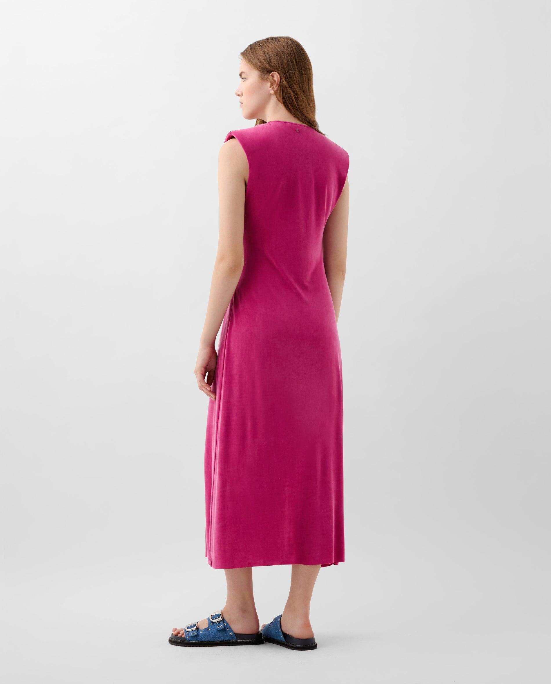 Vestido Midi com Franzido Lateral Fúcsia-2