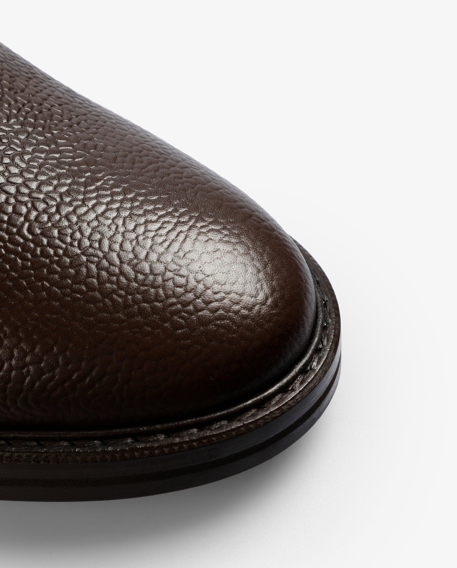Sapatos de Cordões em Pele com Textura Castanho-escuro-5