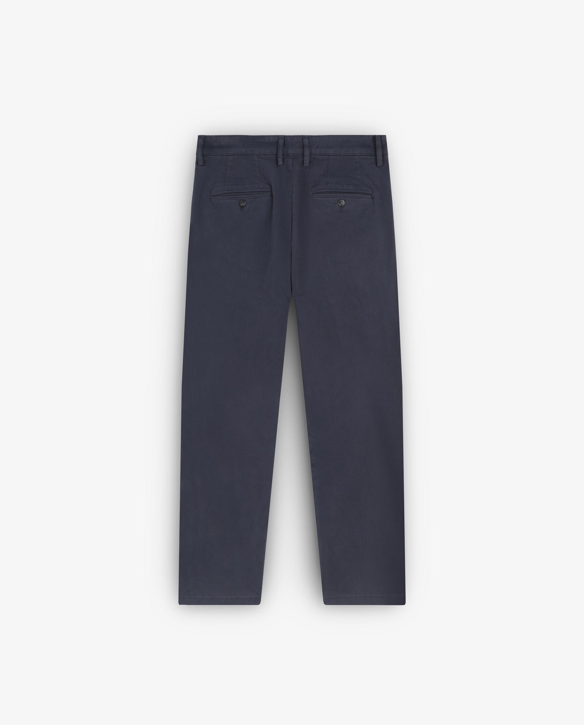 Calças Chino de Corte Relaxed com Fecho de Correr e Botão Azul-marinho-6