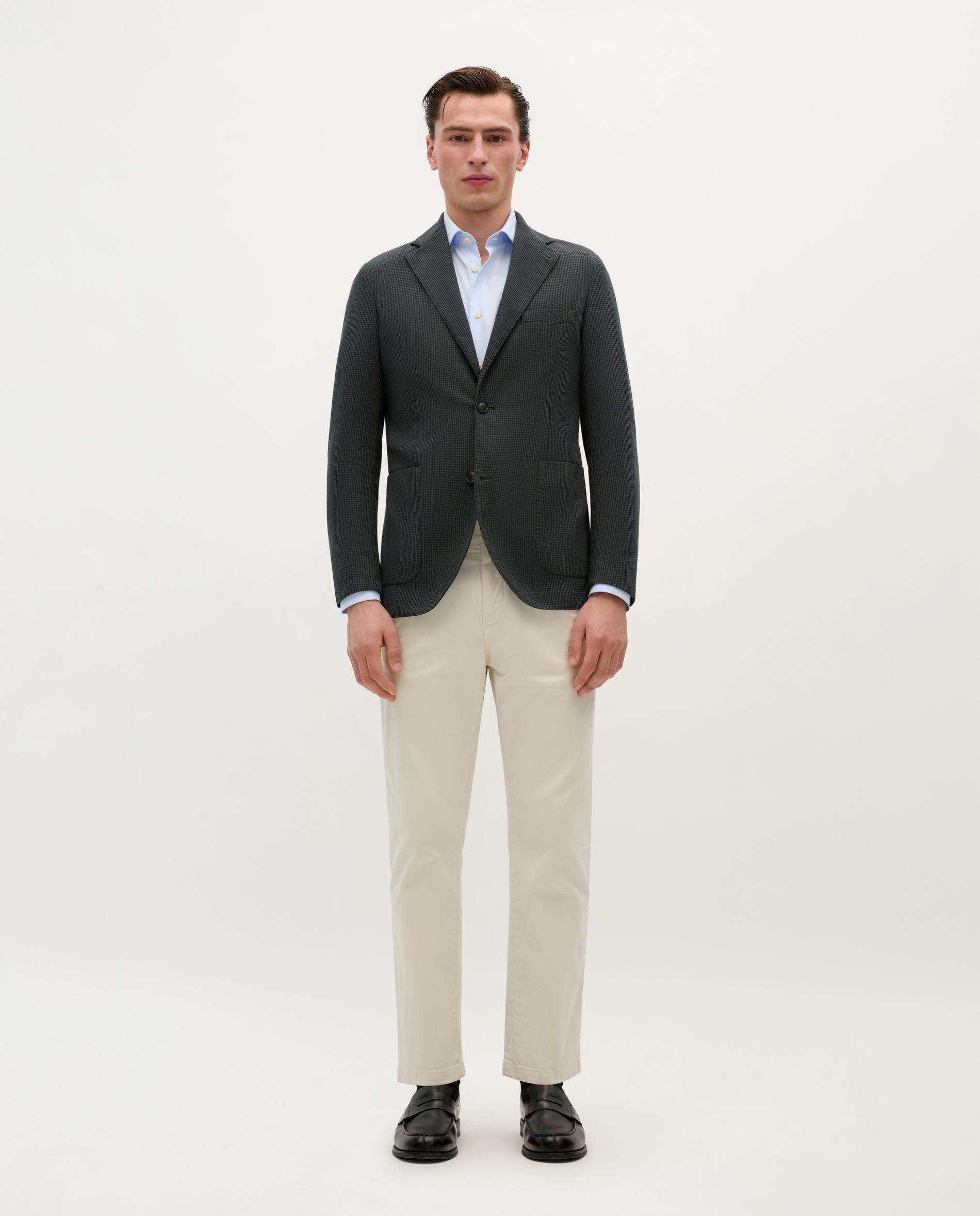 Blazer Slim Fit com Abertura Posterior Caqui-2