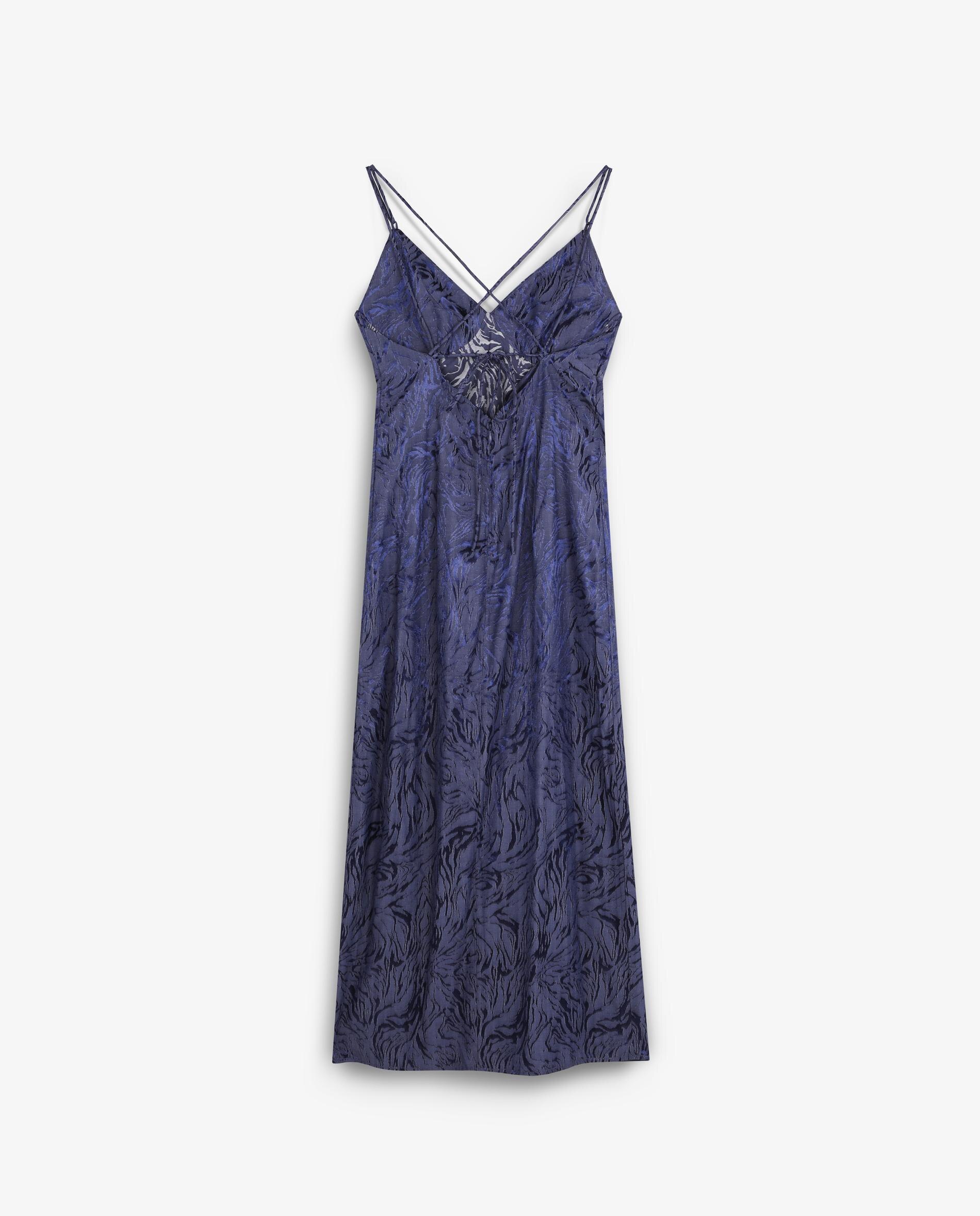 Vestido Midi com Abertura Lateral Azul-5