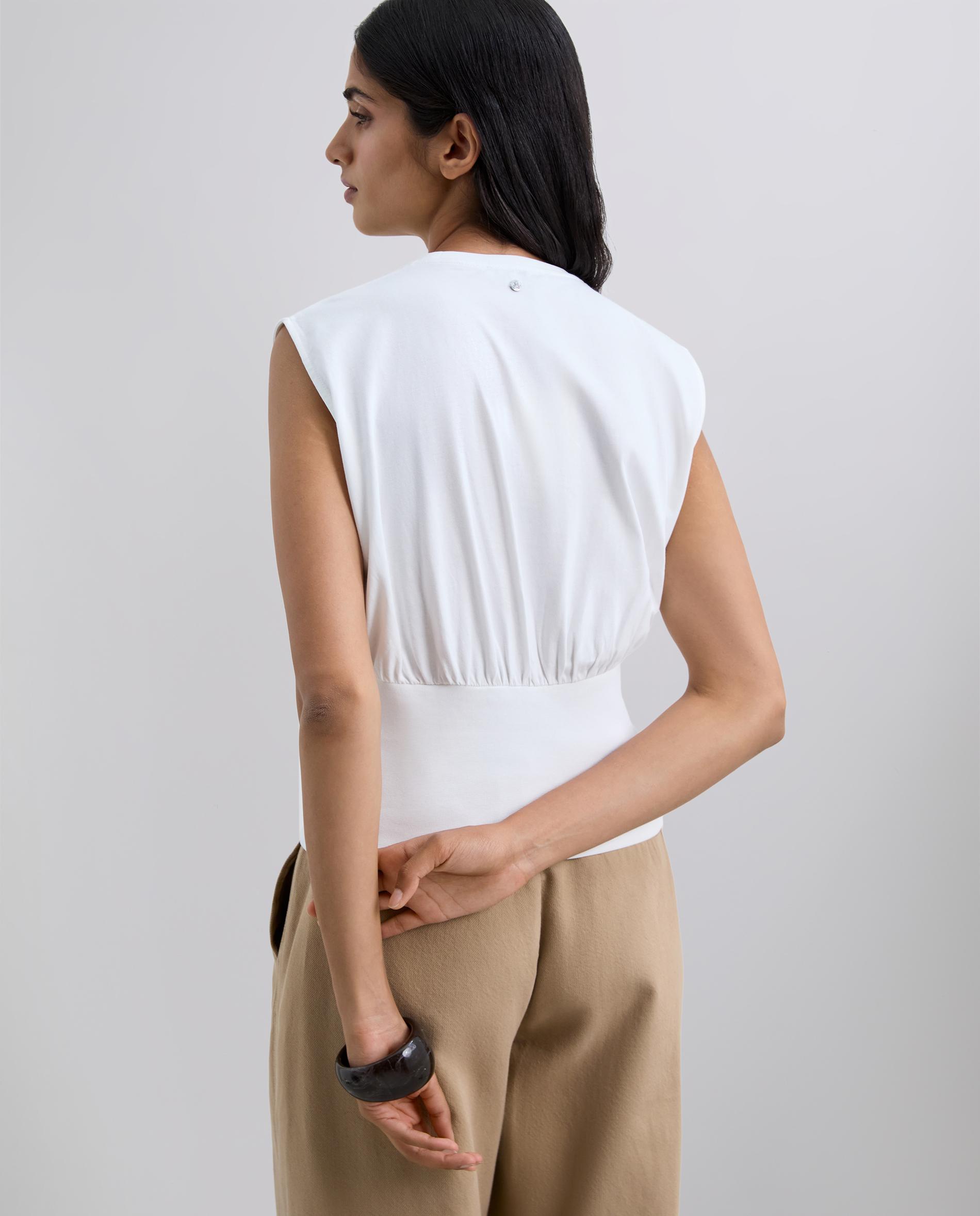 T-shirt sem Mangas de Algodão Branco-2