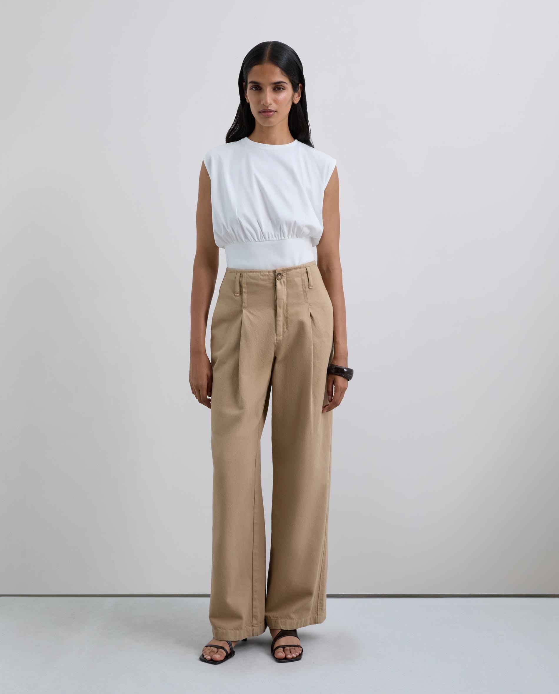 T-shirt sem Mangas de Algodão Branco-3