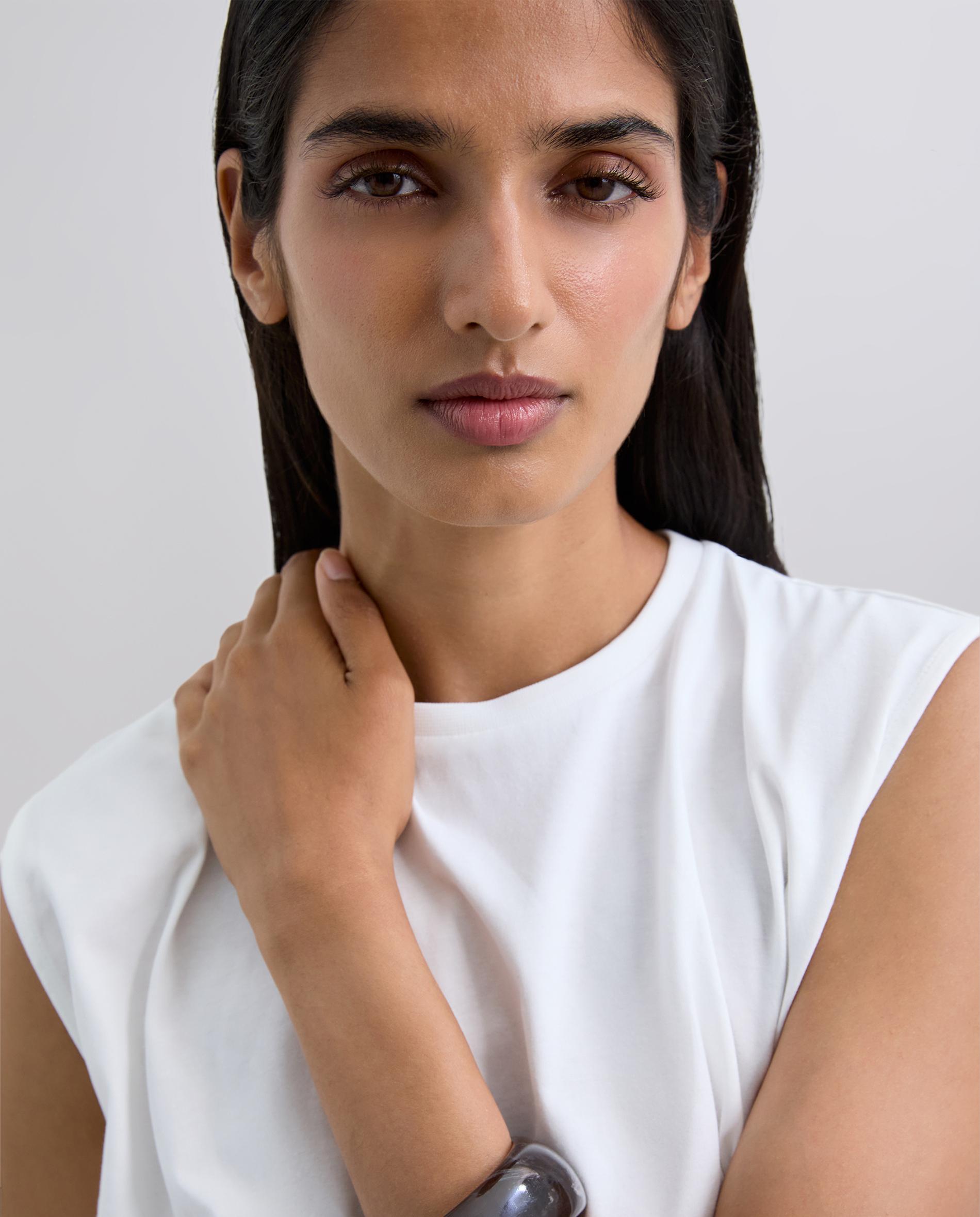 T-shirt sem Mangas de Algodão Branco-4