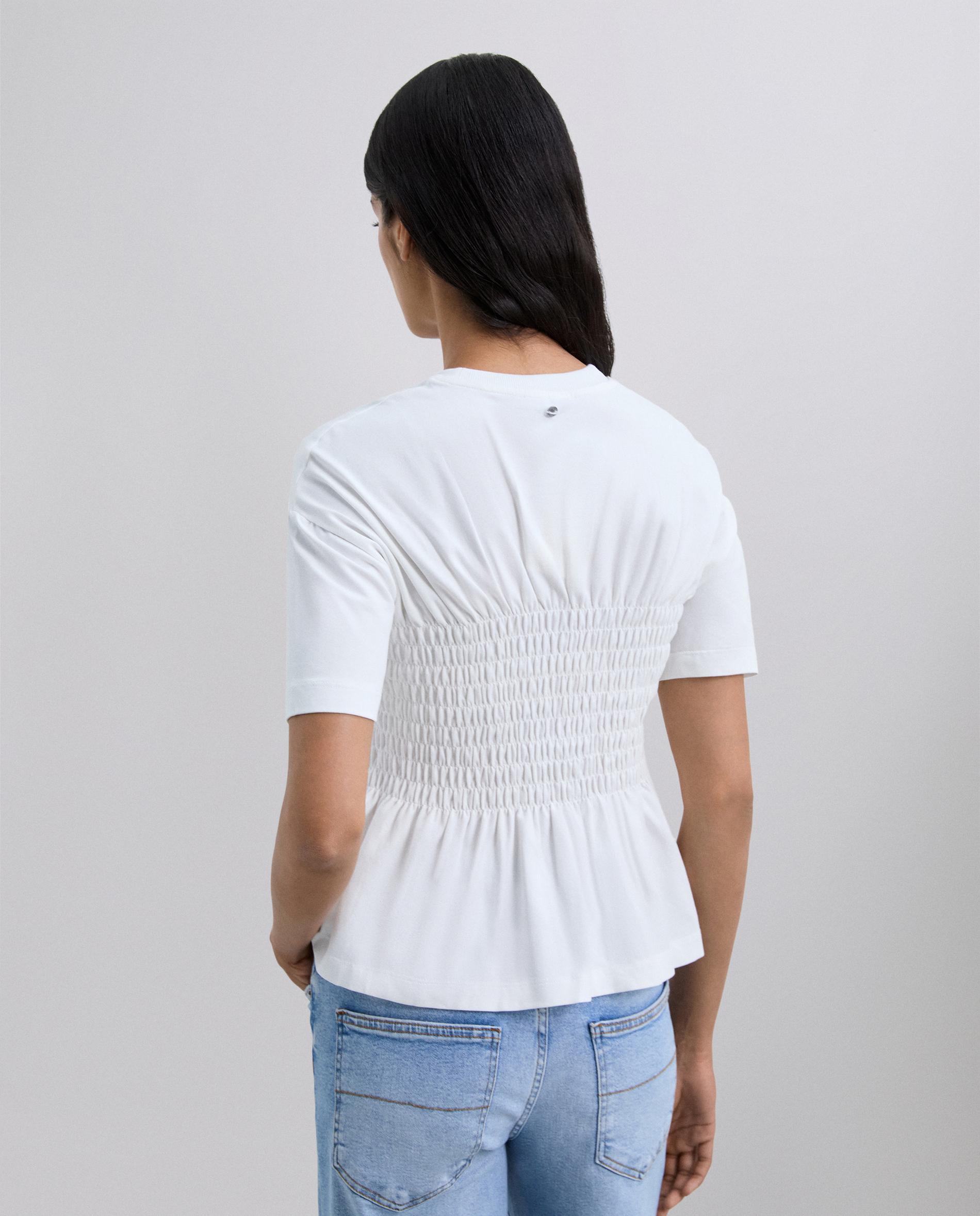 T-shirt com Detalhe de Favo de Mel e Folho Branco-2