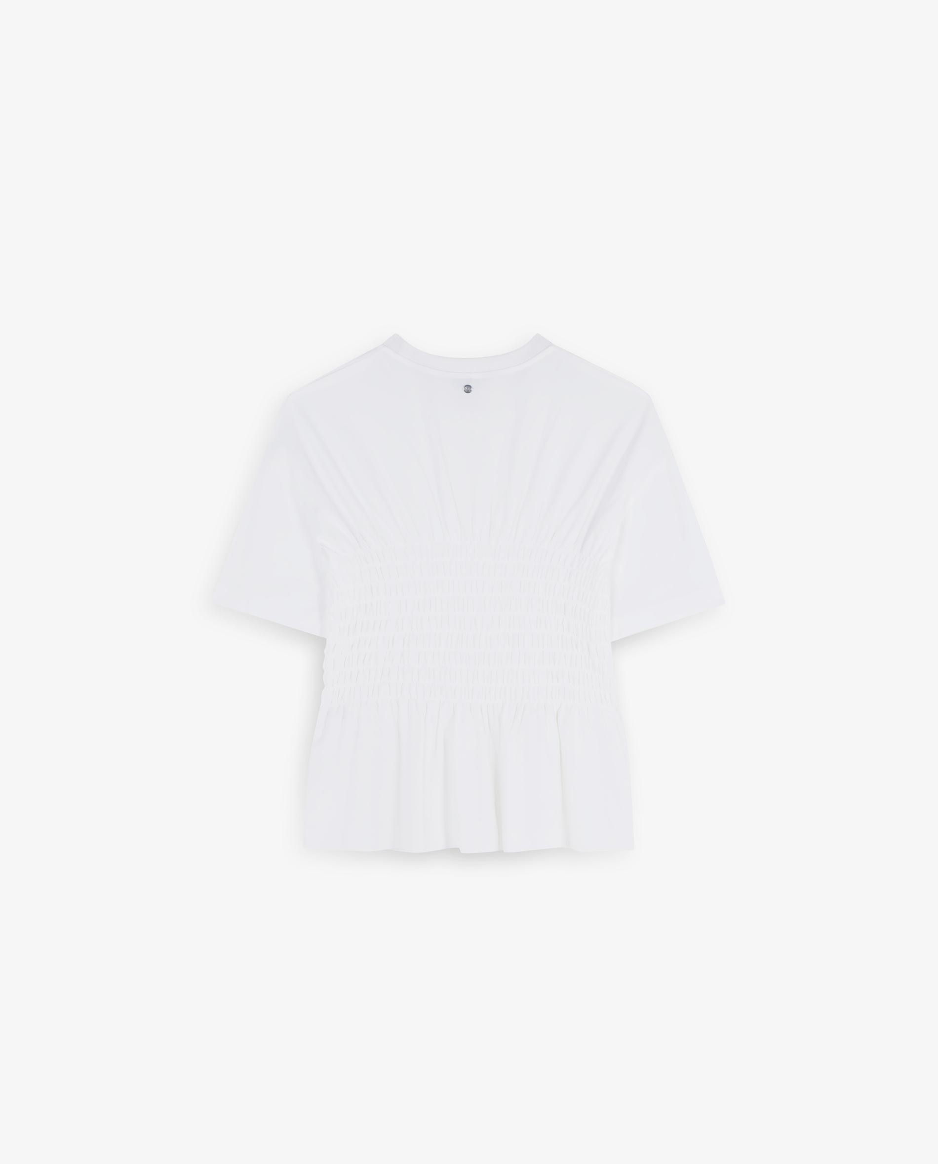 T-shirt com Detalhe de Favo de Mel e Folho Branco-6