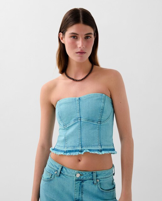 Imagem 0 de Top Denim com Fecho Zip Posterior