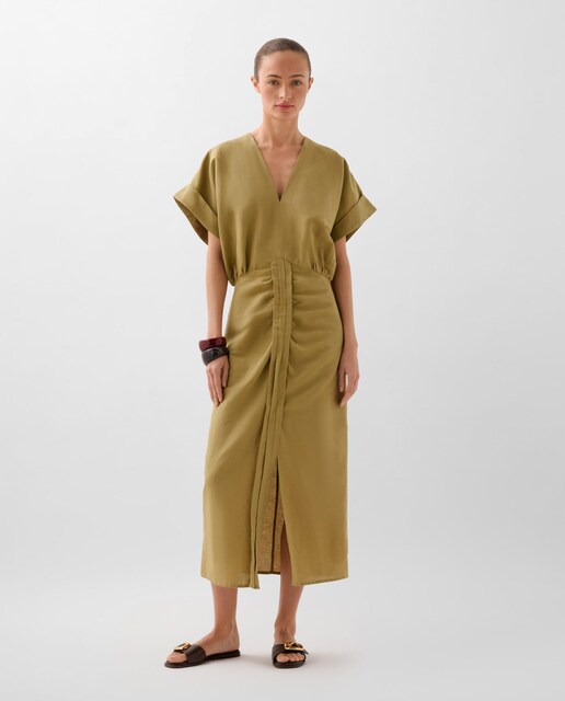 Imagem 0 de Vestido Midi com Franzido Frontal