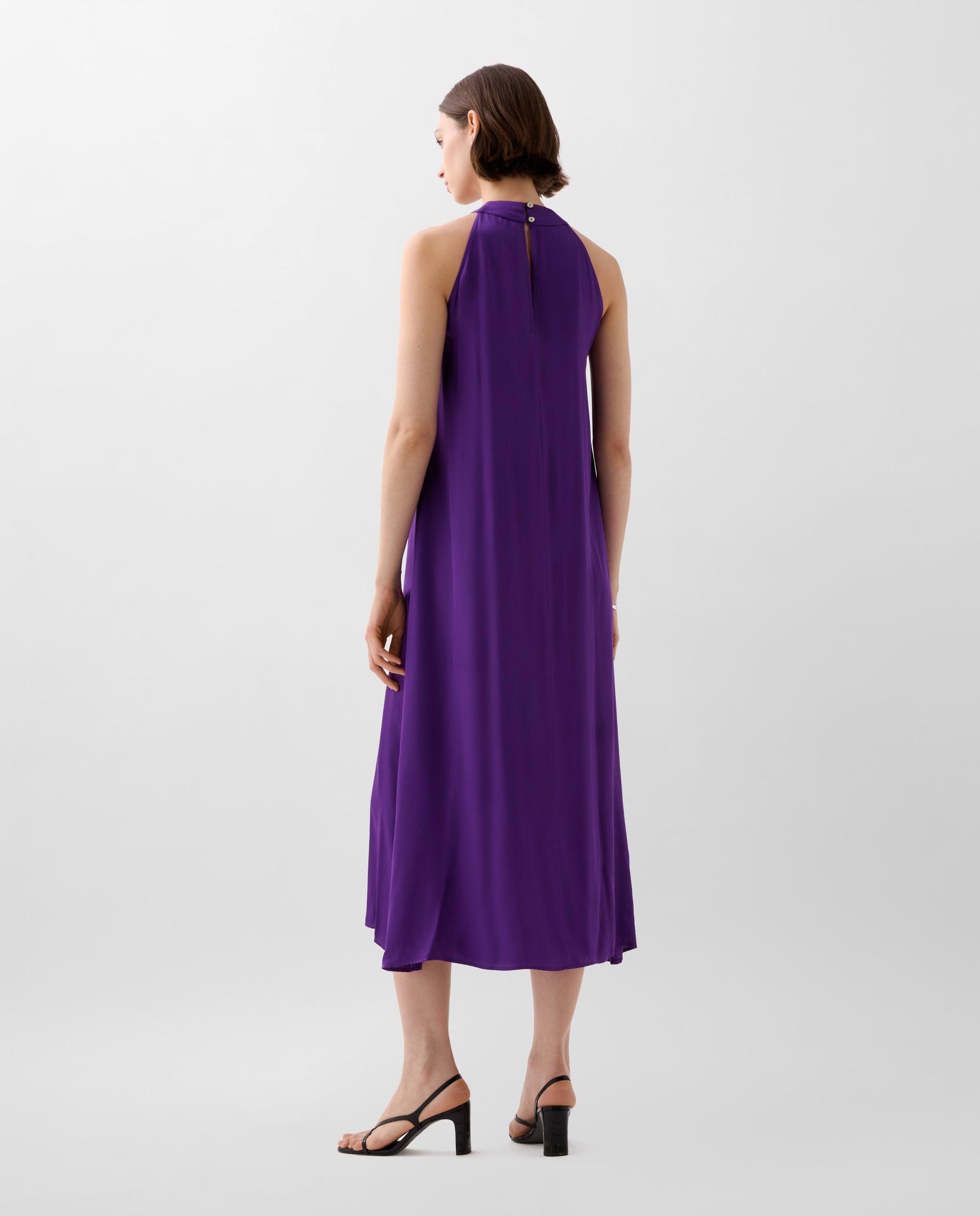 Vestido Midi com Decote Halter Roxo-2