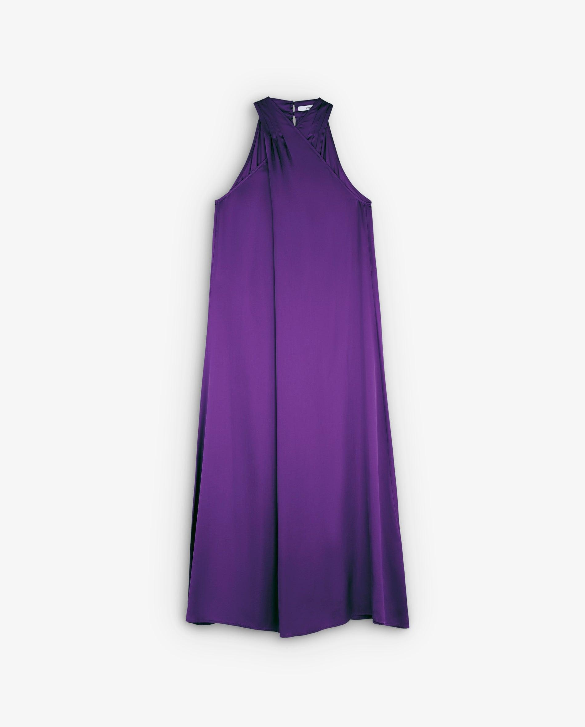 Vestido Midi com Decote Halter Roxo-4