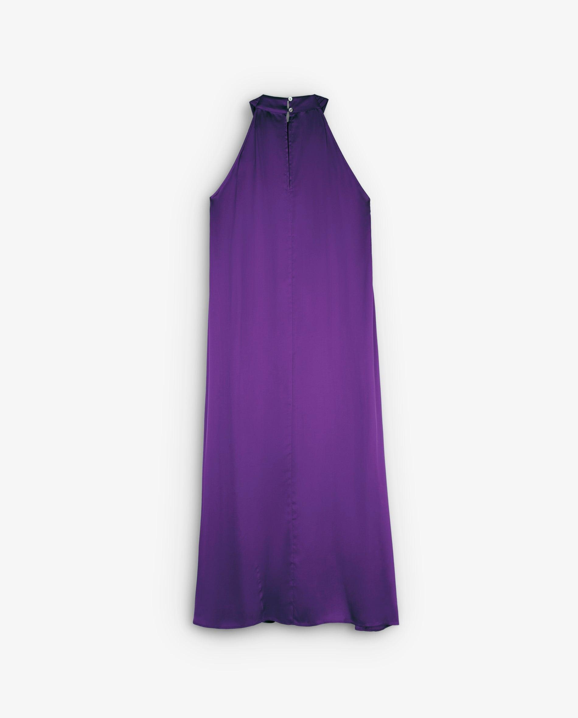Vestido Midi com Decote Halter Roxo-5