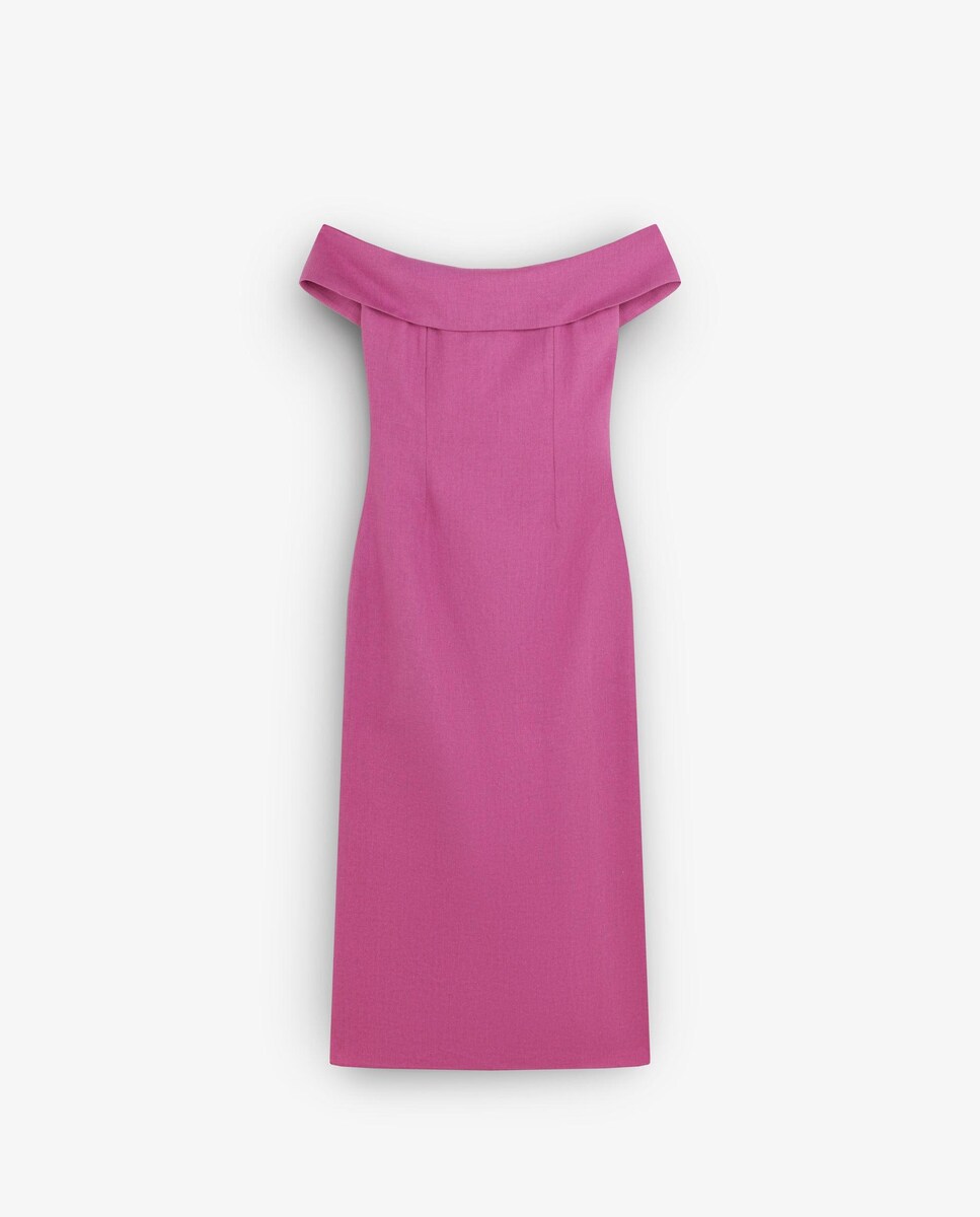 Vestido Midi com Fecho Zip Fúcsia-1