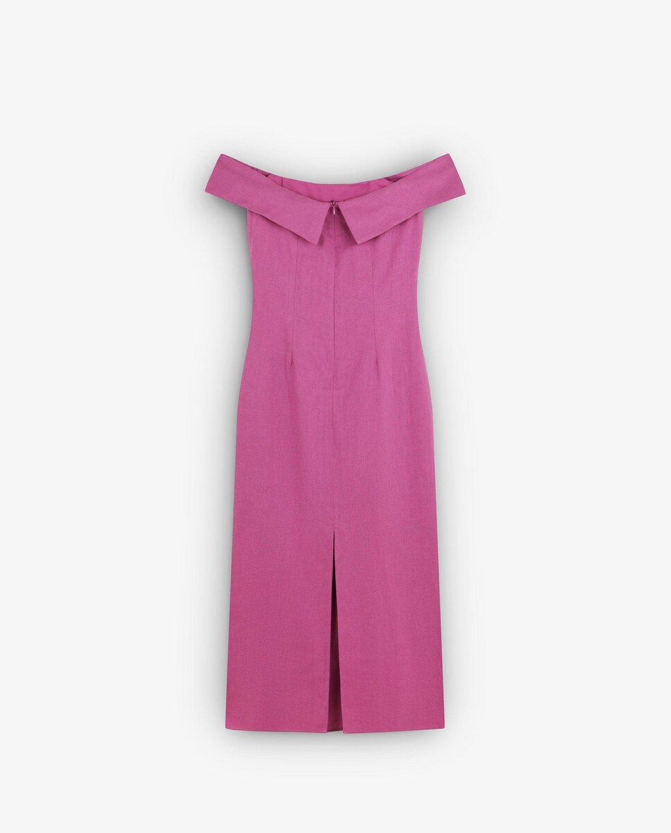 Vestido Midi com Fecho Zip Fúcsia-2