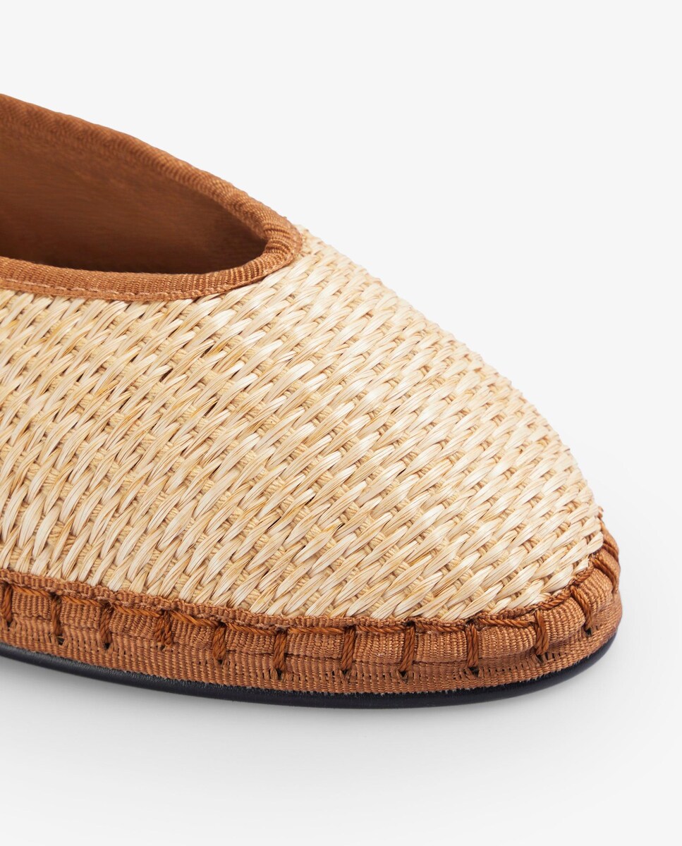 Slippers de Tecido com Fecho de Laçada no Tornozelo Bege-5