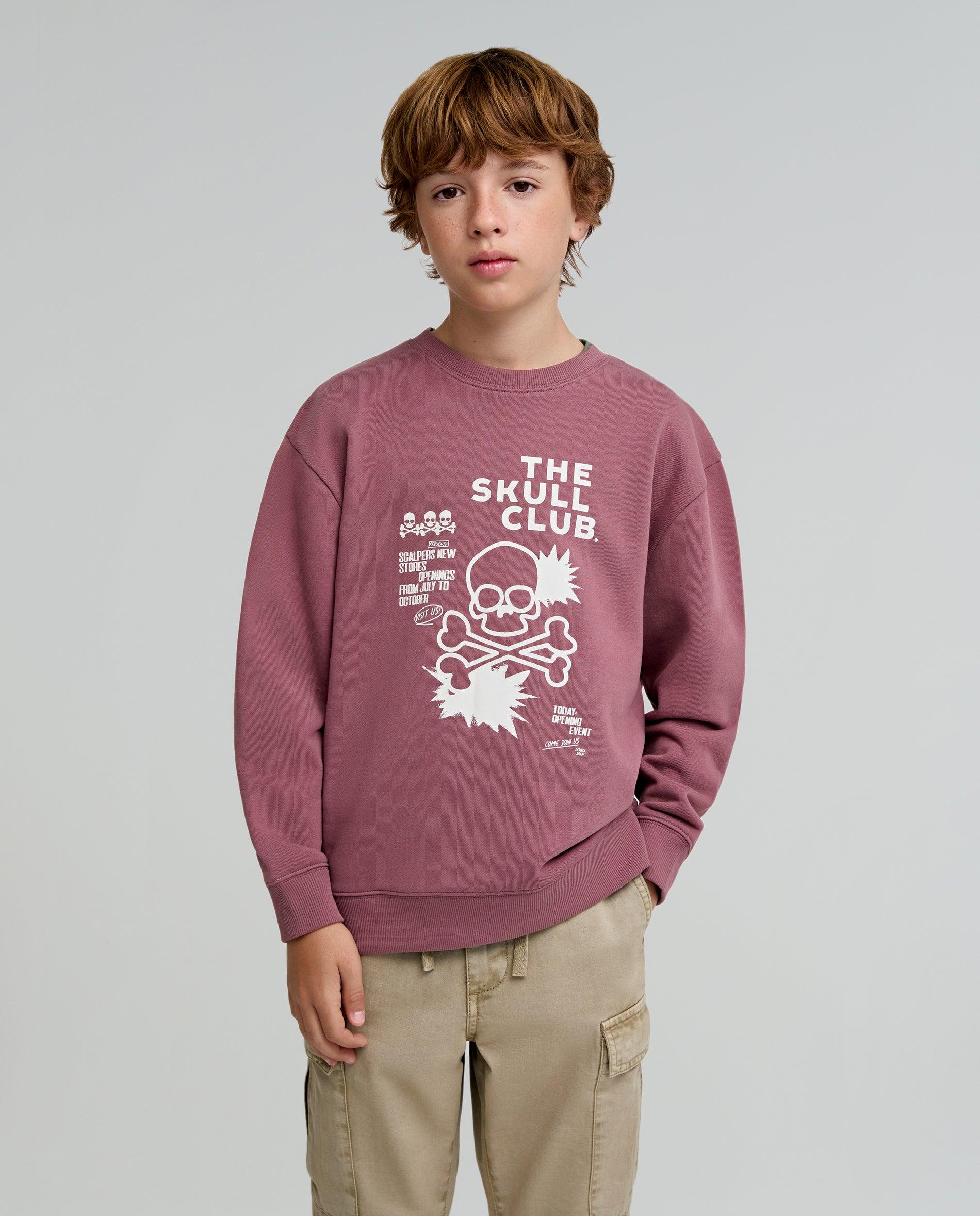 Sweatshirt de Algodão com Ajuste Regular para Criança Scalpers Grená-1