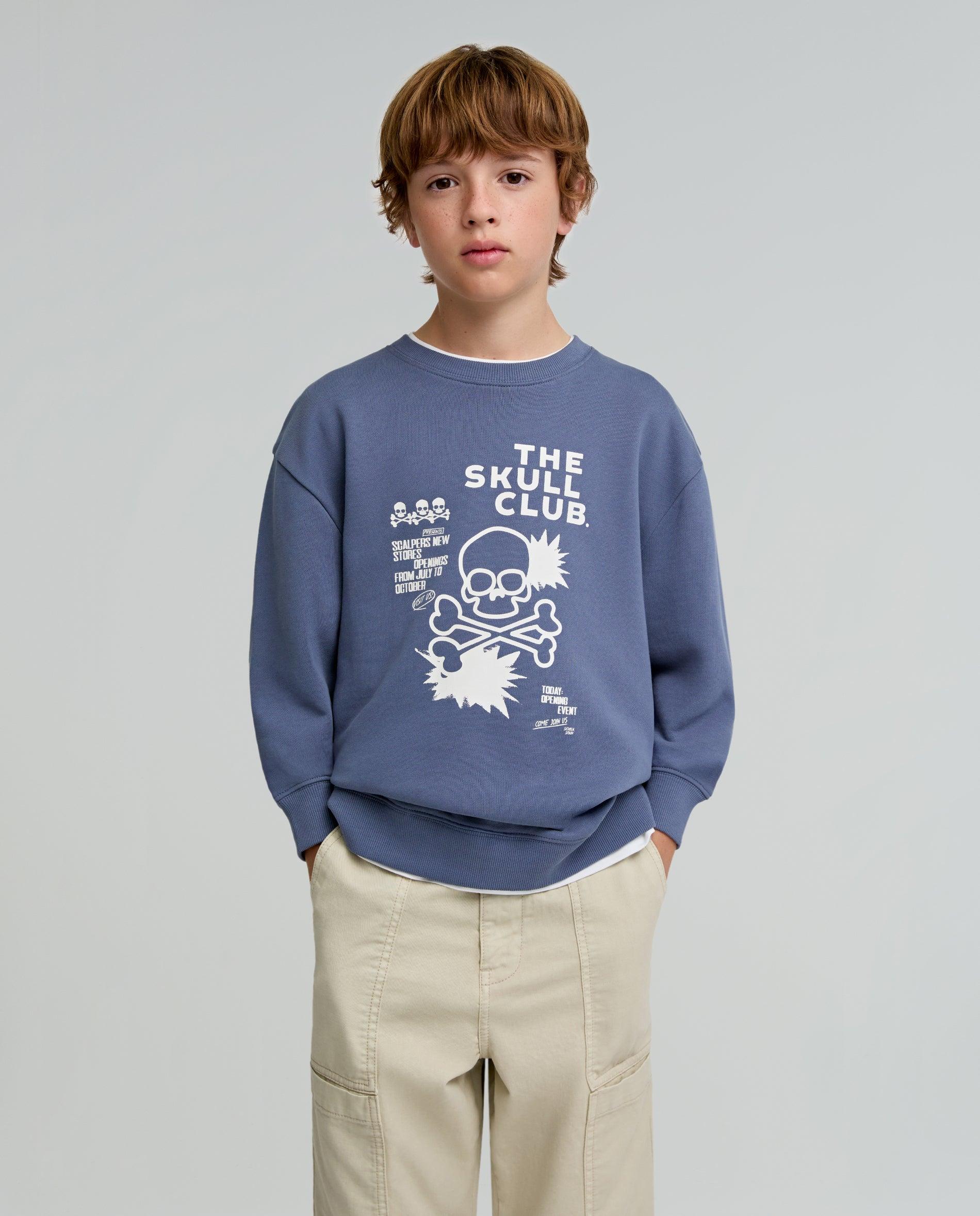 Sweatshirt Infantil Regular Fit de Algodão Azul-marinho-1