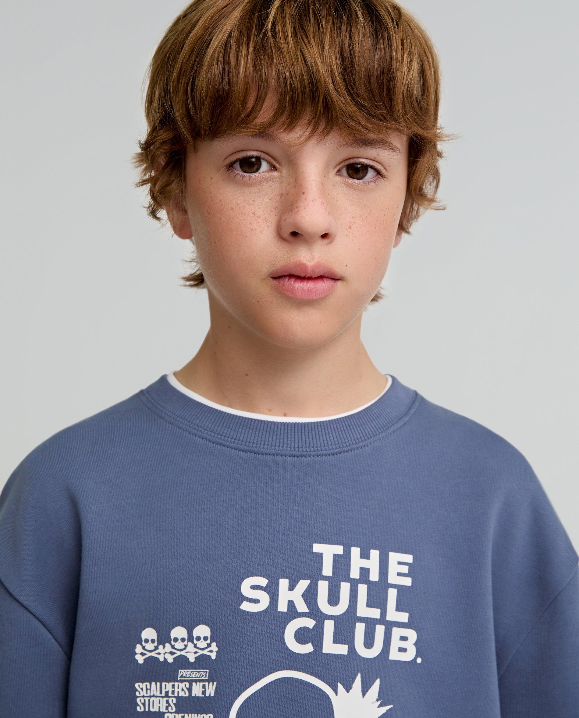 Sweatshirt Infantil Regular Fit de Algodão Azul-marinho-3