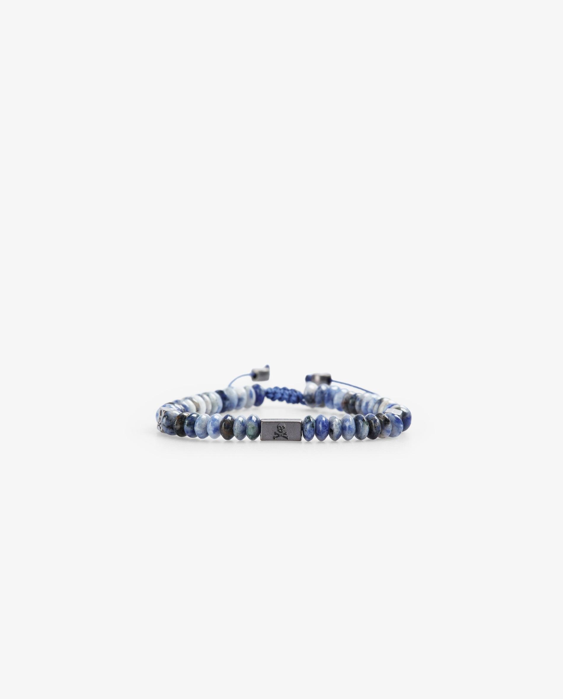 Pulseira de Pedras com Caveira Azul-1