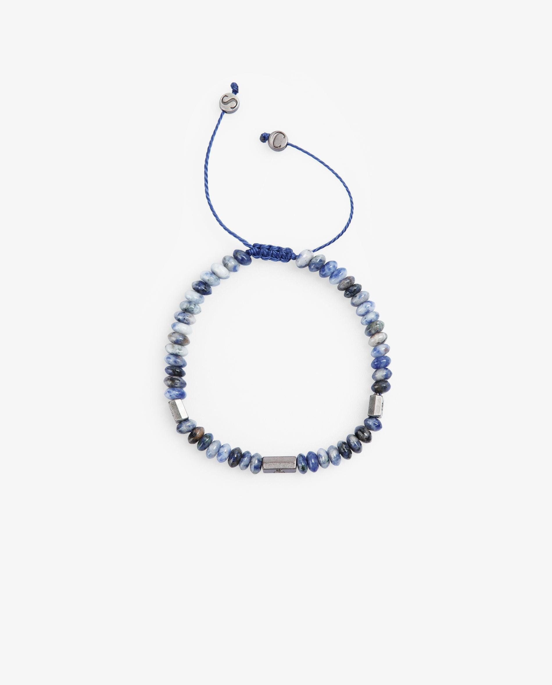 Pulseira de Pedras com Caveira Azul-2