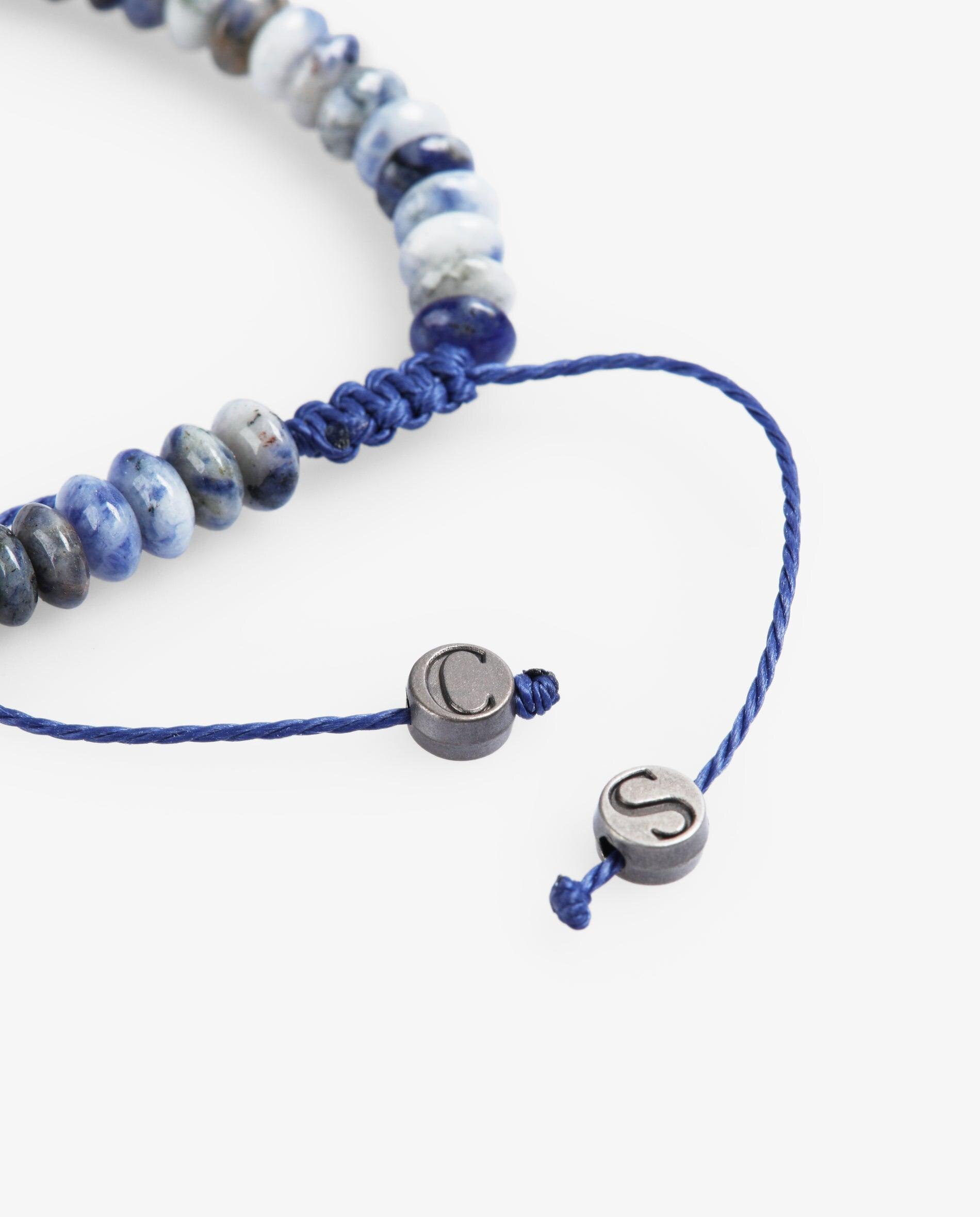Pulseira de Pedras com Caveira Azul-4