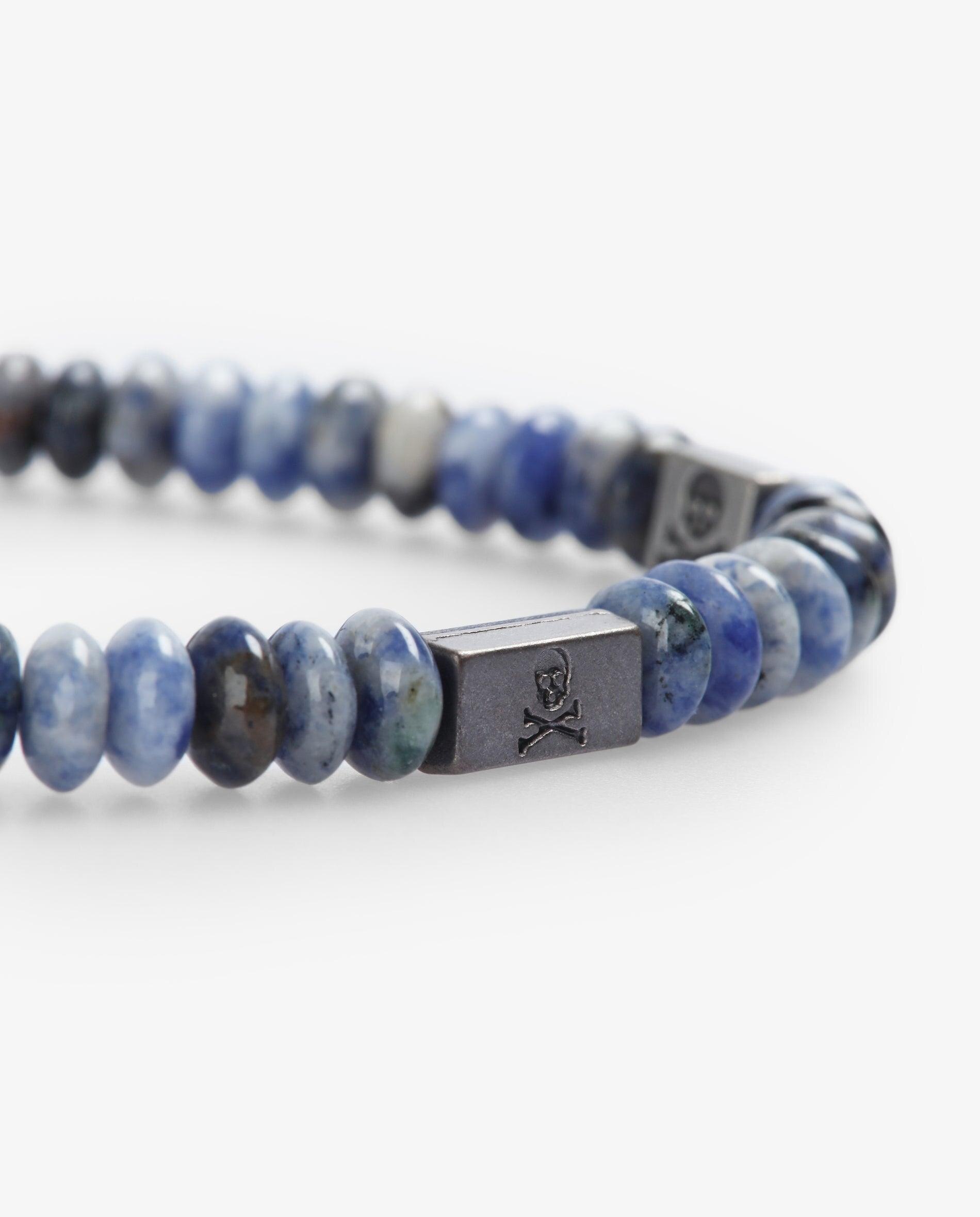 Pulseira de Pedras com Caveira Azul-5