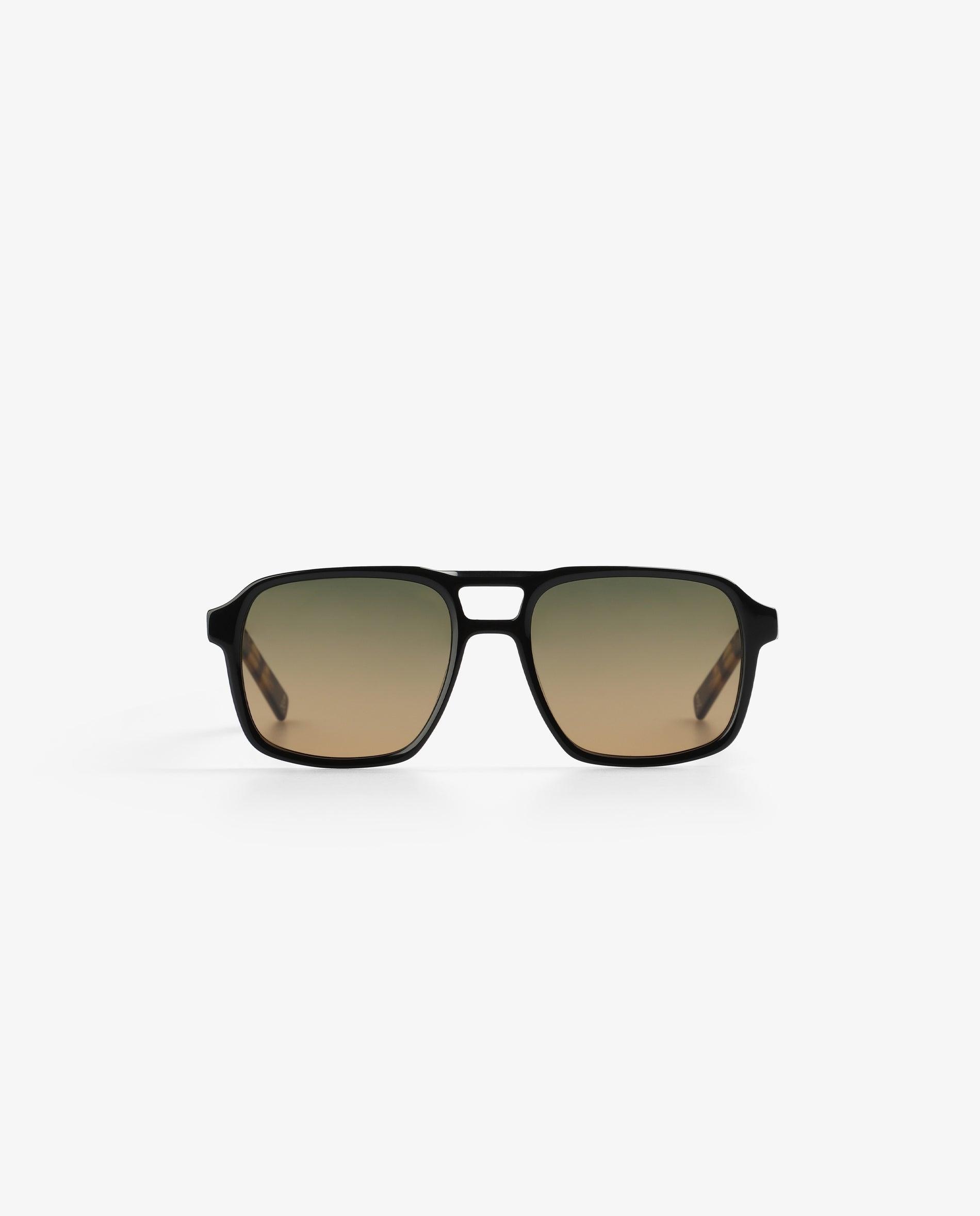 Óculos de Sol de Acetado com Armação Retangular Preto-1