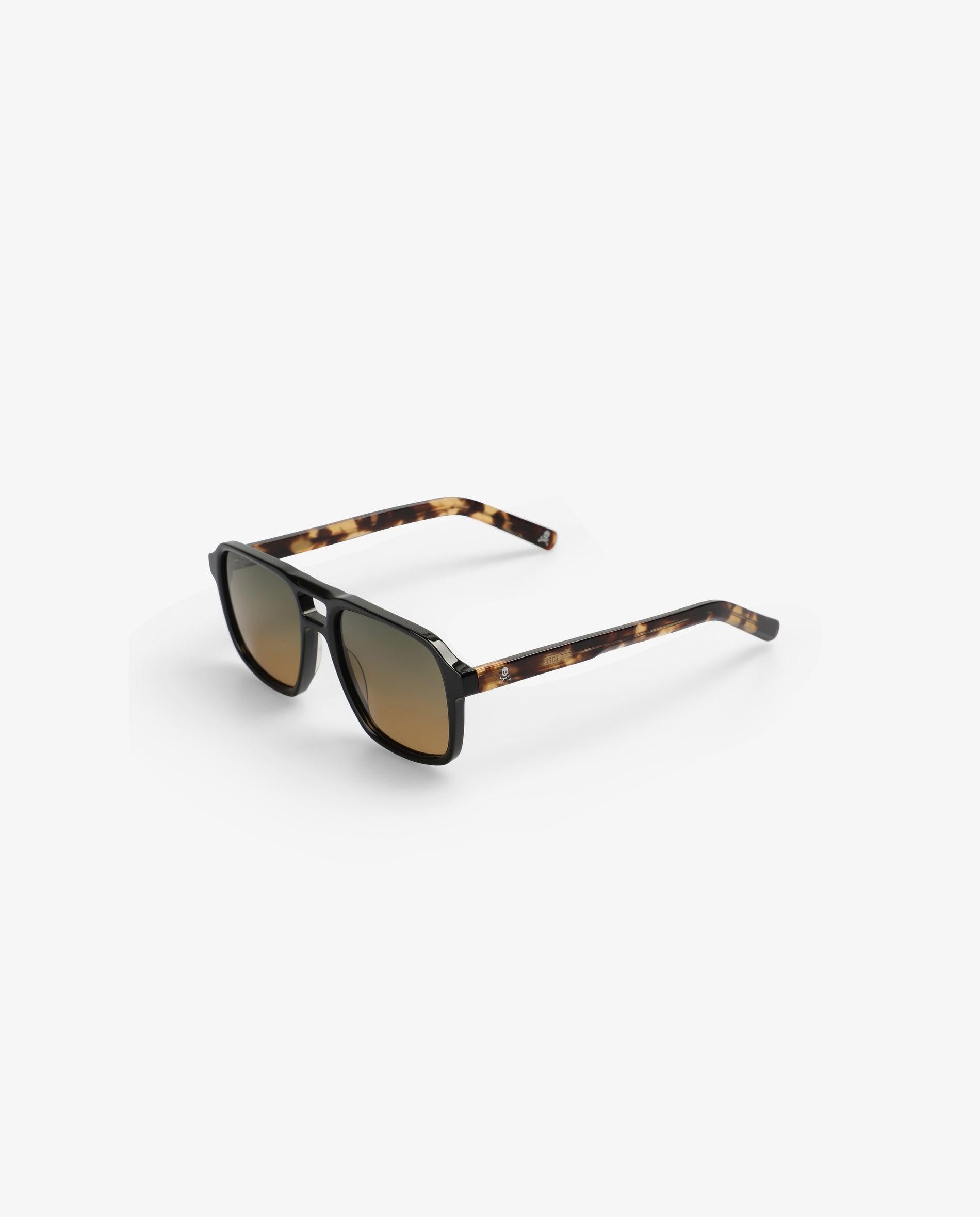 Óculos de Sol de Acetado com Armação Retangular Preto-2