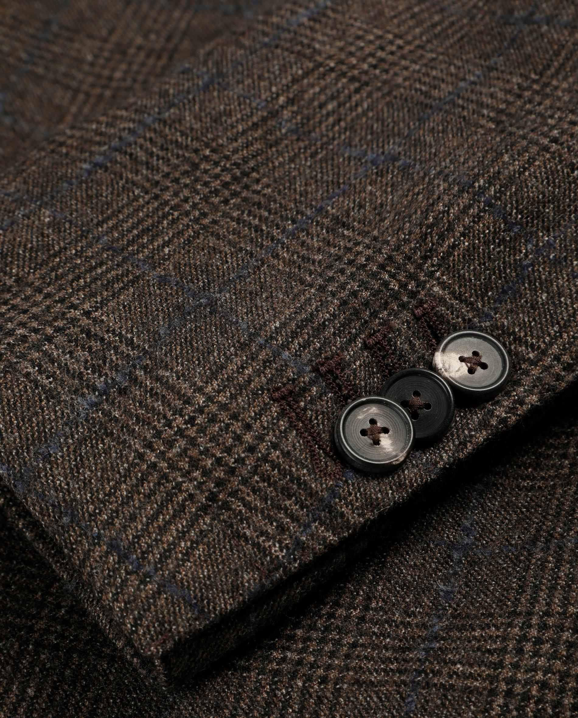 Blazer Regular Fit em Lã Virgem Aos Quadrados Castanho-escuro-6