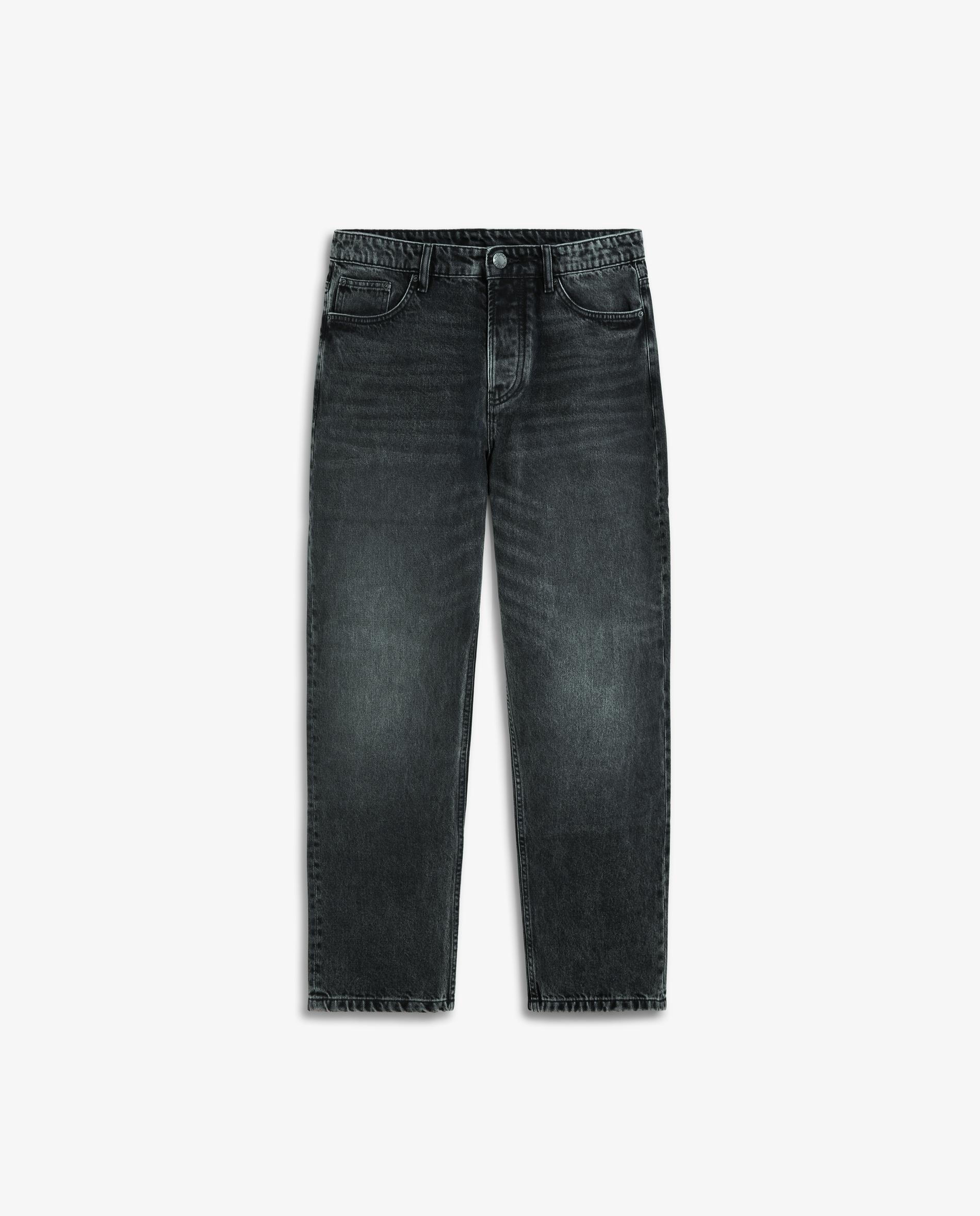 Jeans com Corte a Direito Cropped Preto-5