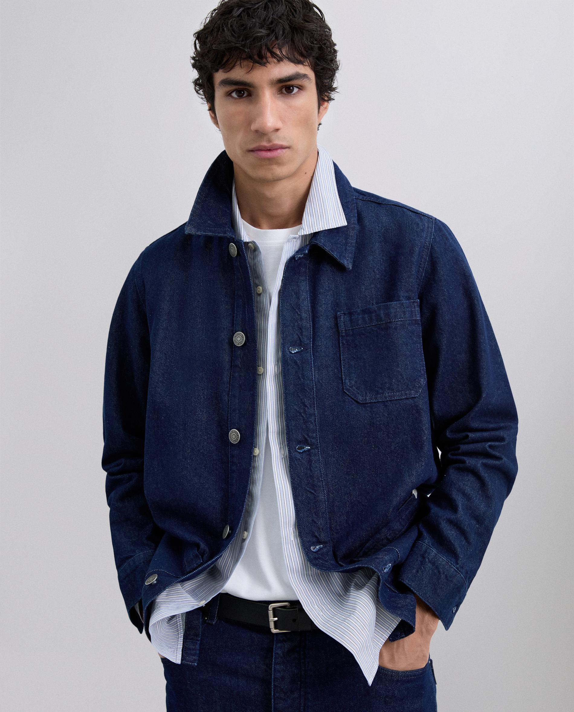 Sobrecamisa Denim com Bolsos Patch Azul-escuro-1