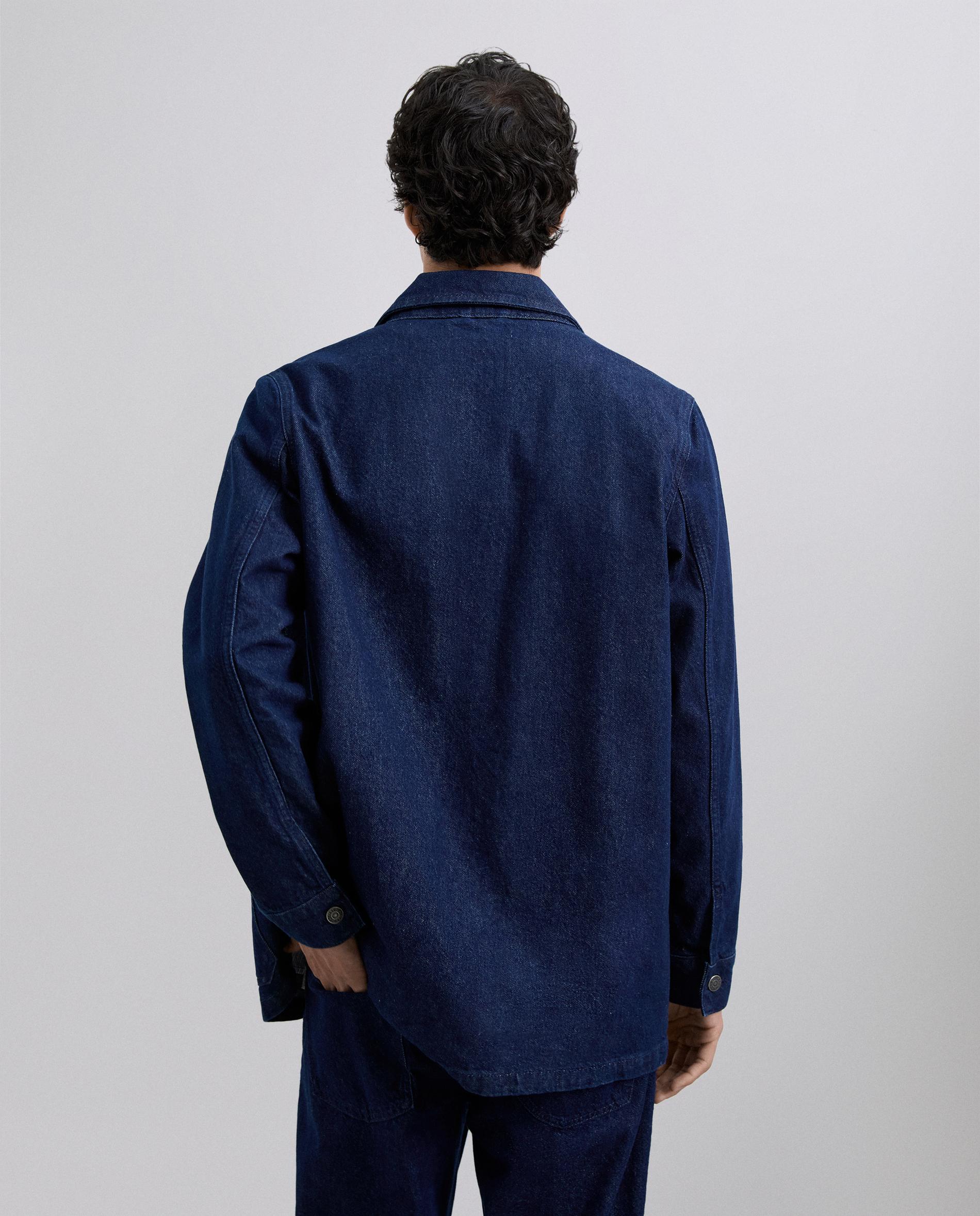 Sobrecamisa Denim com Bolsos Patch Azul-escuro-3