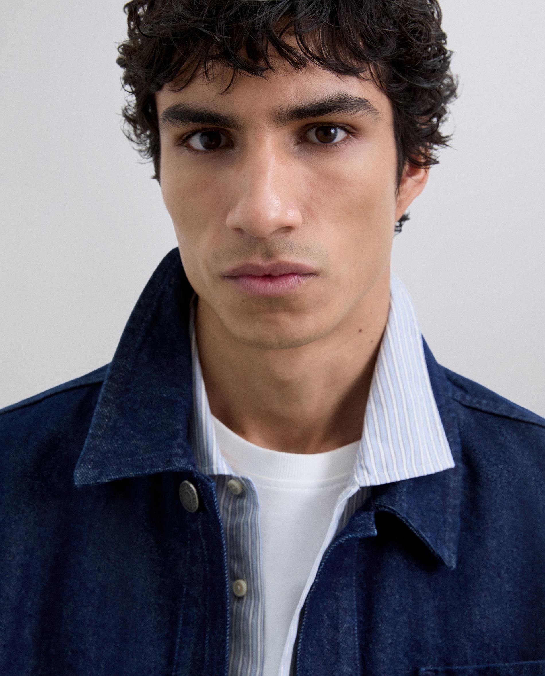 Sobrecamisa Denim com Bolsos Patch Azul-escuro-5