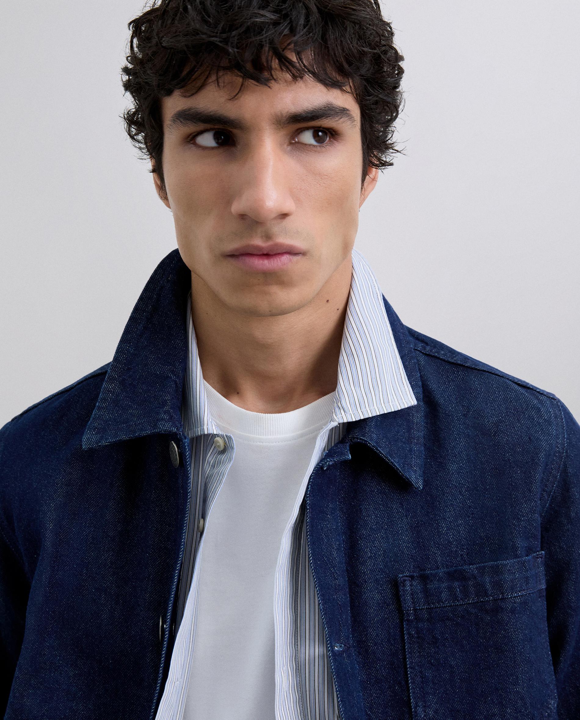 Sobrecamisa Denim com Bolsos Patch Azul-escuro-6