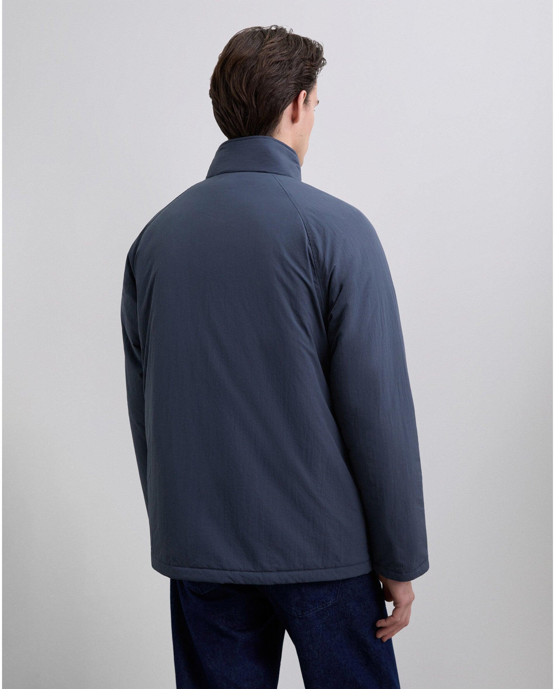 Parka Acolchoada com Fecho Duplo Azul-escuro-3