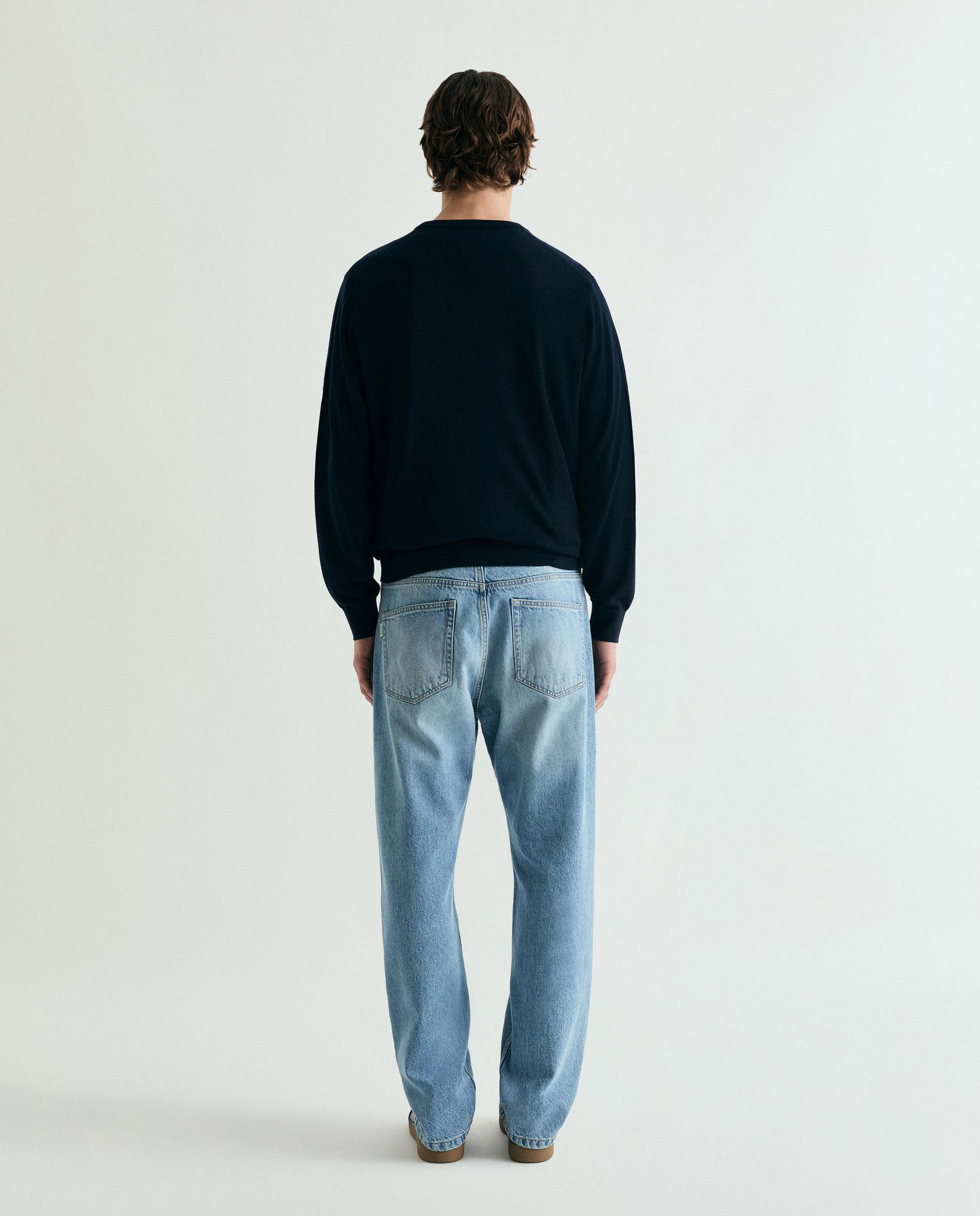 Jeans com Corte a Direito Regular Cinco Bolsos Azul-claro-3