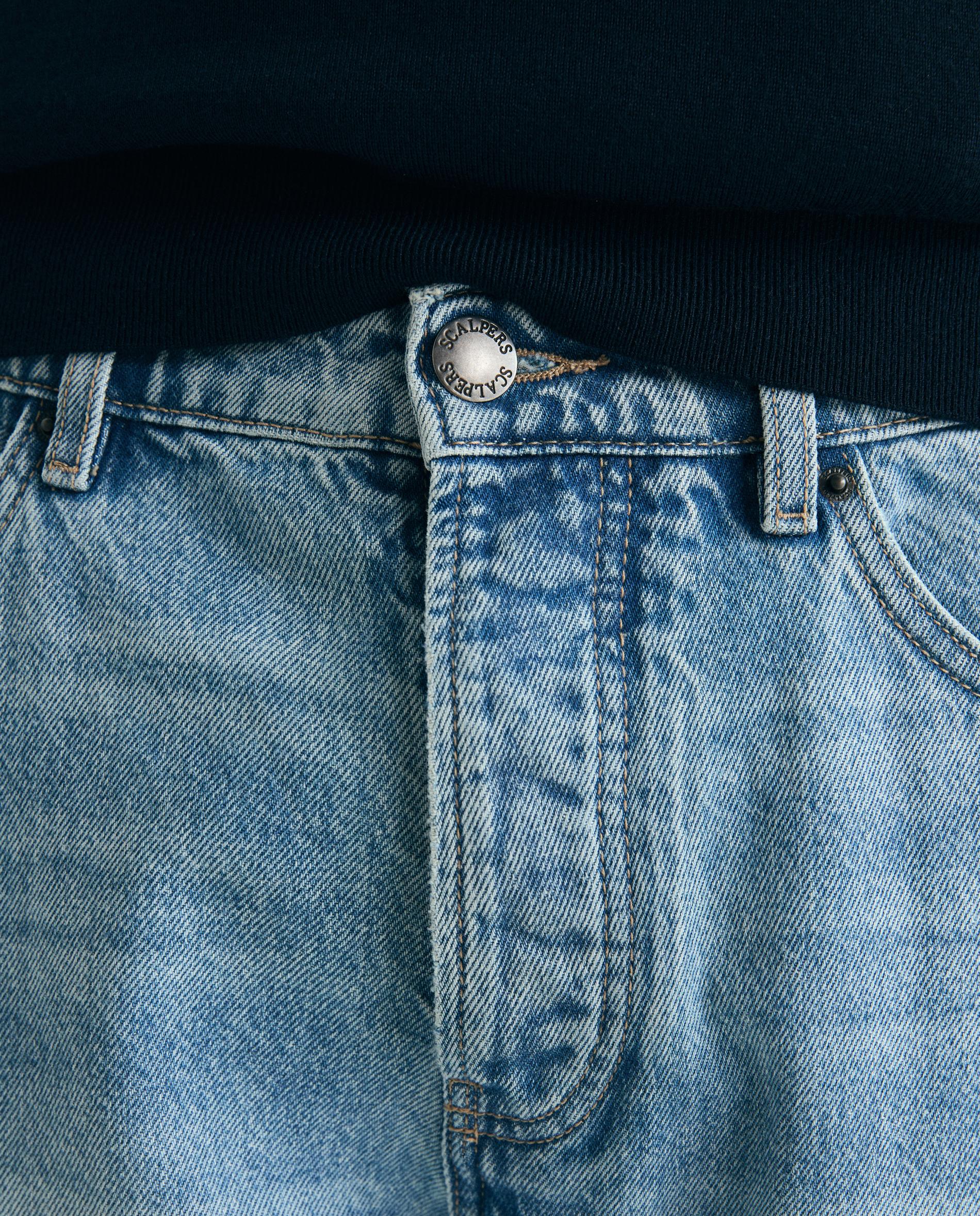 Jeans com Corte a Direito Regular Cinco Bolsos Azul-claro-4