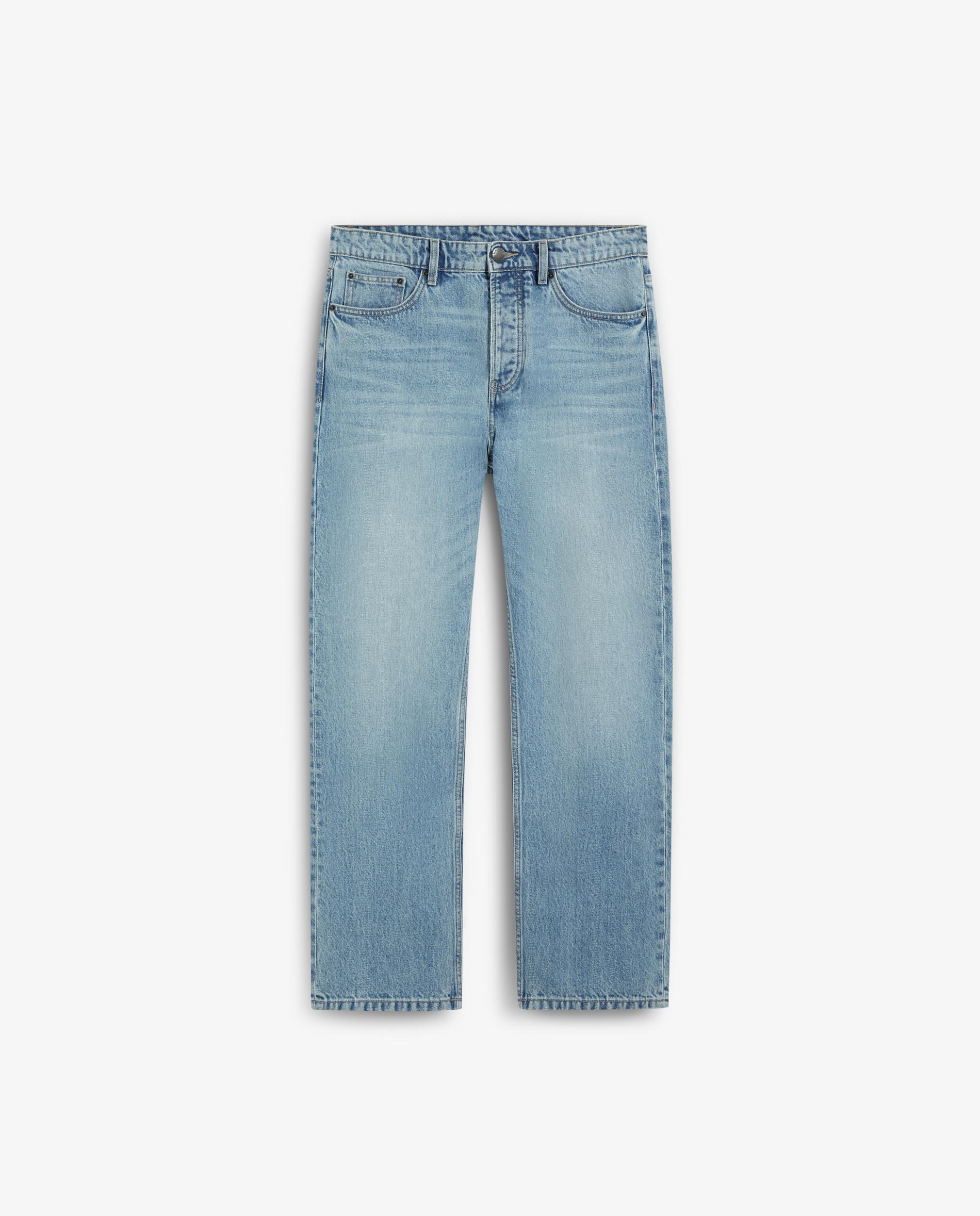 Jeans com Corte a Direito Regular Cinco Bolsos Azul-claro-5