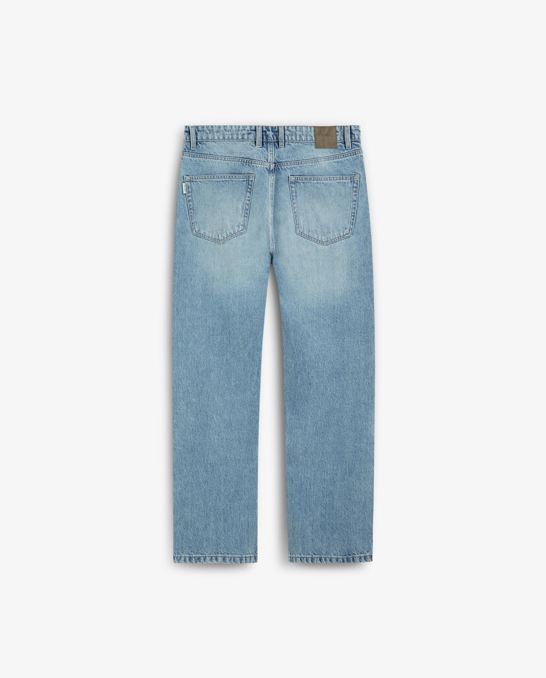 Jeans com Corte a Direito Regular Cinco Bolsos Azul-claro-6